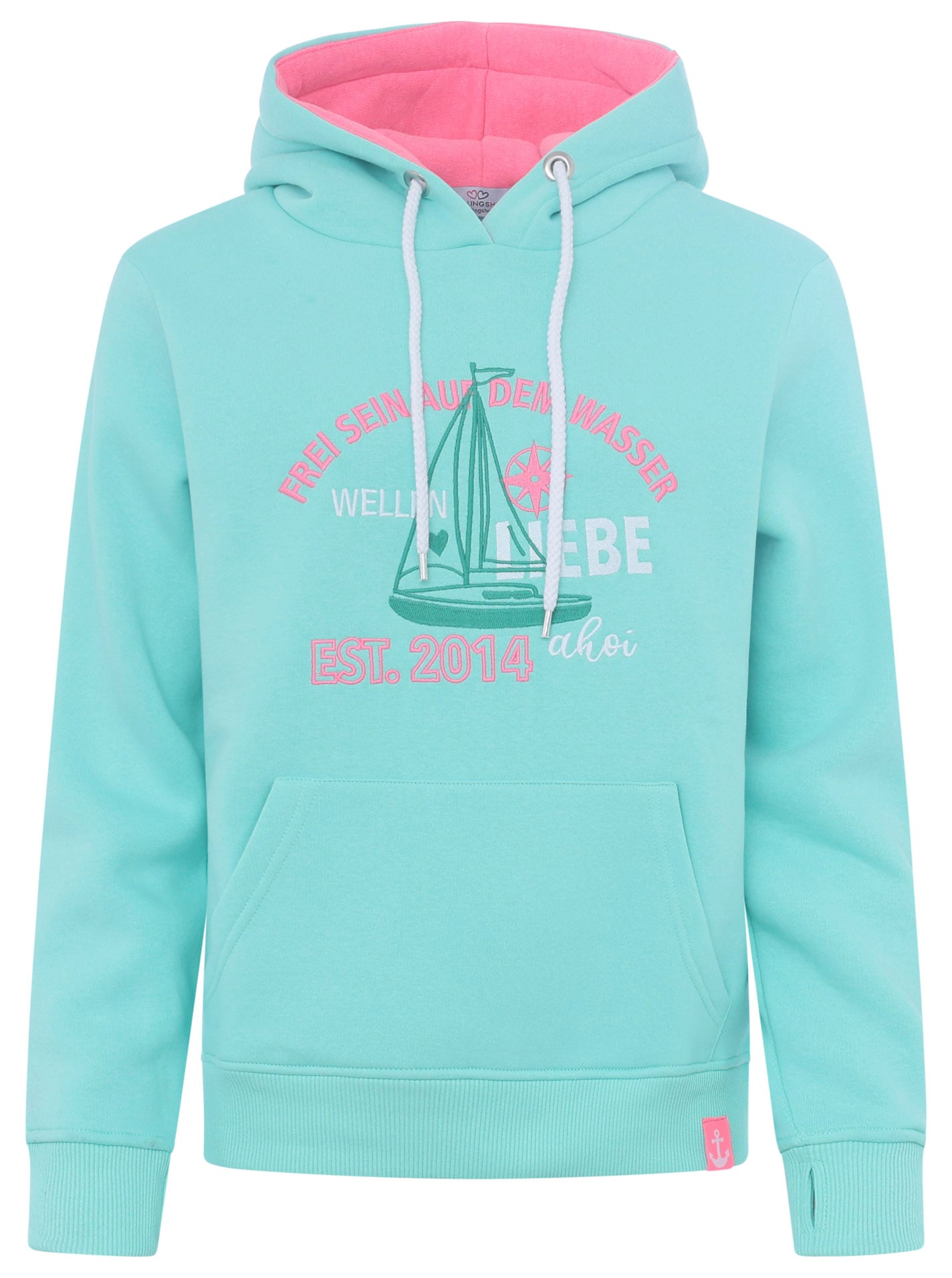 Zwillingsherz Hoodie »"Frei sein"«, mit maritimen Design, Kängurutaschen und Stickerei