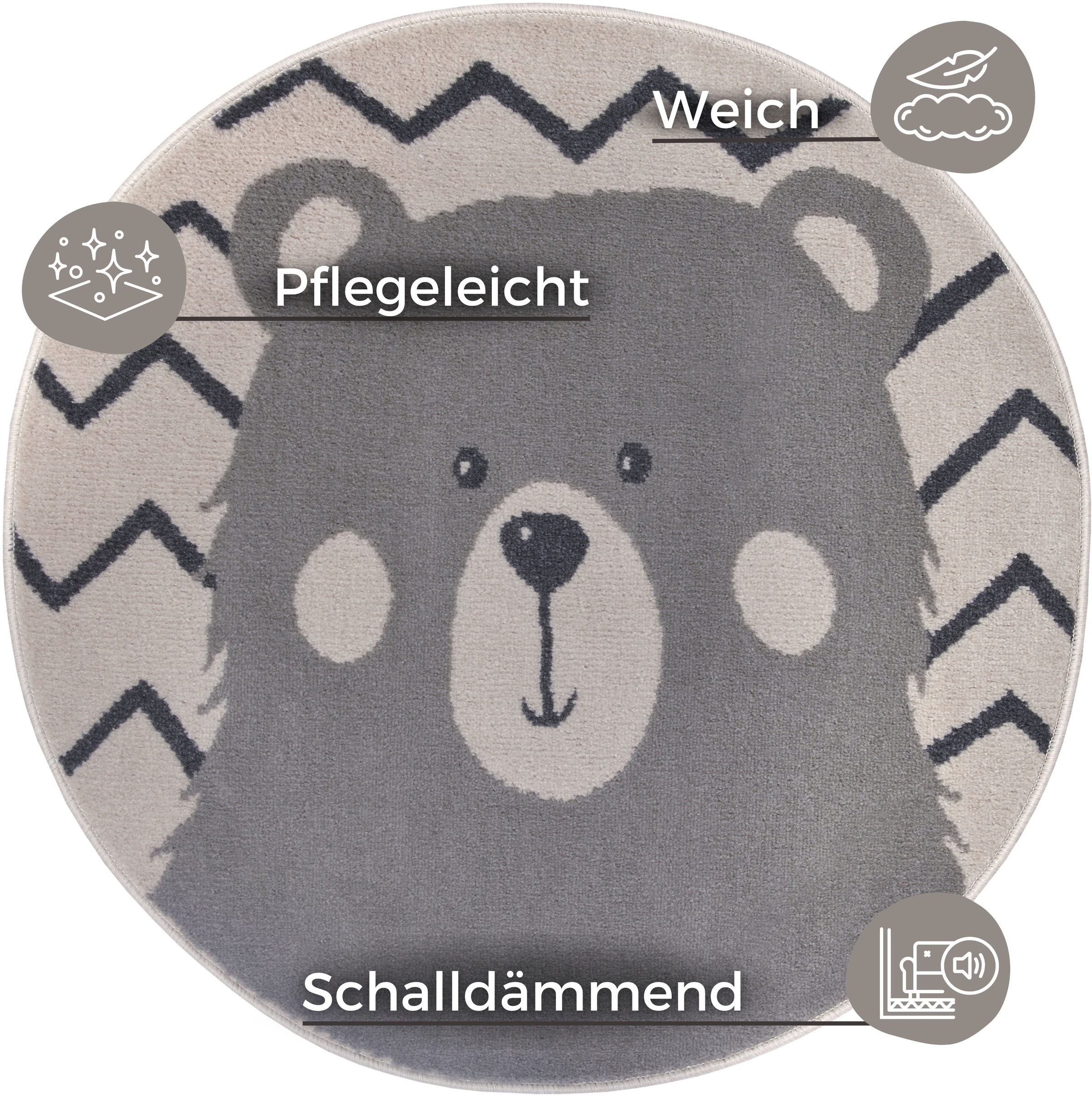 HANSE Home Kinderteppich "Adventures Bear" rund 8 mm Höhe Spielteppich, fes günstig online kaufen