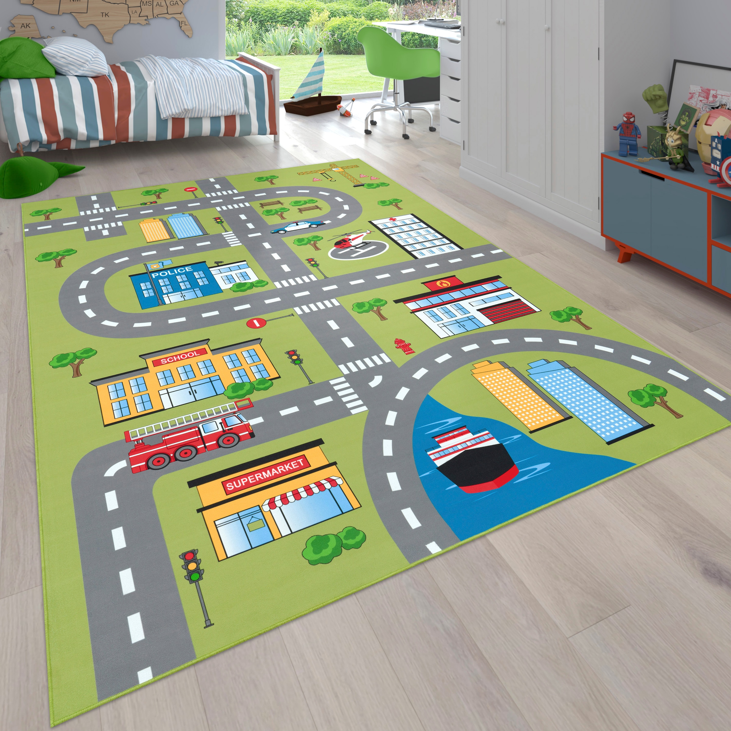 Kinderteppich »Bino 570«, rechteckig, Kurzflor, Straßen-Spiel-Teppich, Kinderzimmer