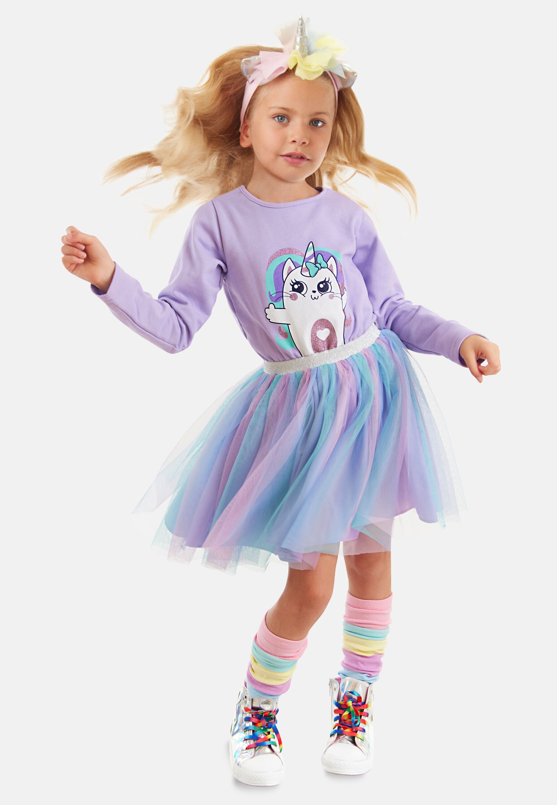 Denokids Suknelė »Rainbow Cat« su blizgantis Gu...