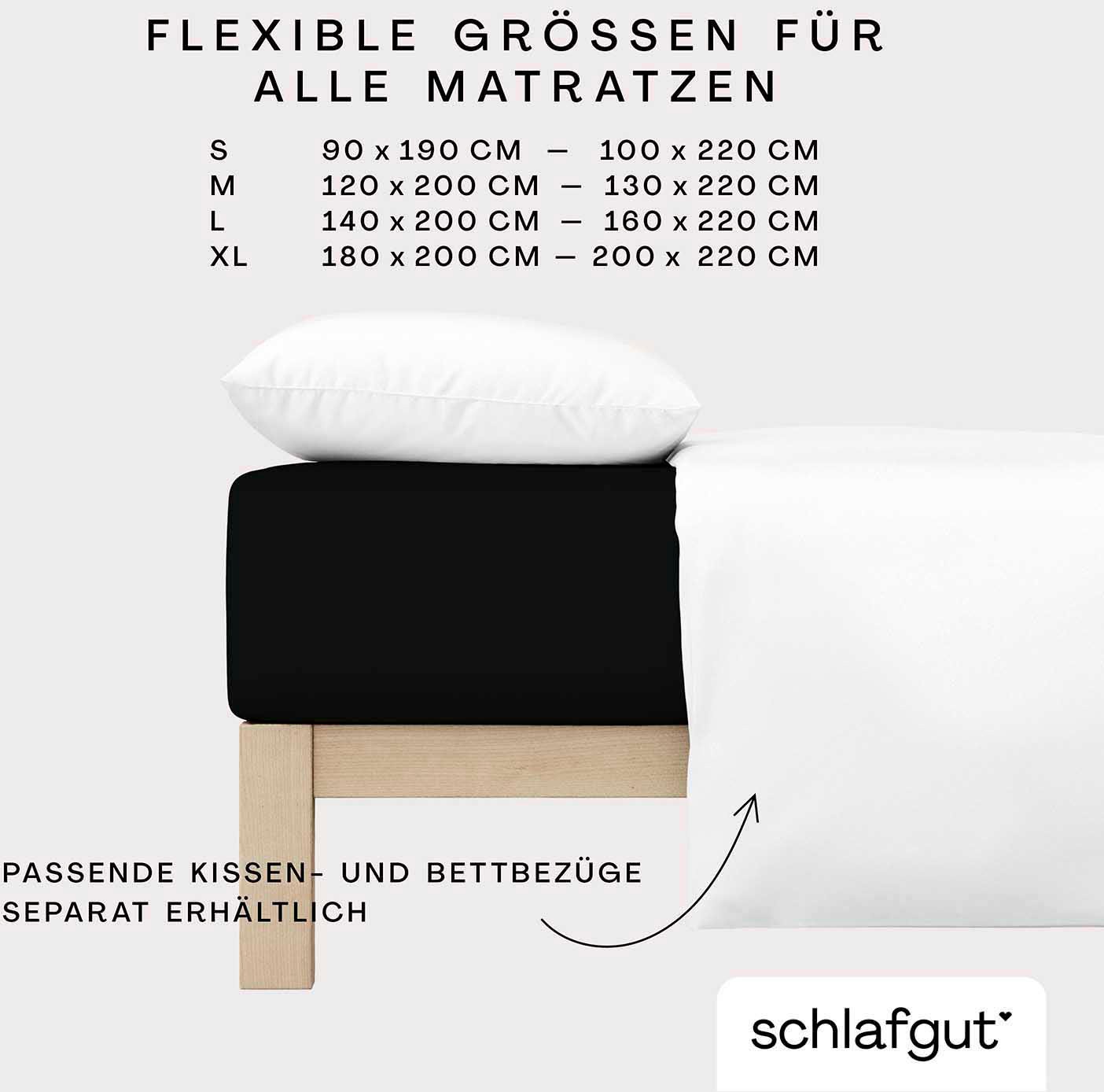 Schlafgut Spannbettlaken »PURE Bio-Baumwolle mit Elasthan, dehnbar blickdicht, straff, Bettlaken«, PREMIUM Laken für Matratzen bis 30cm Höhe, in 90x200, 140x200, 180x200