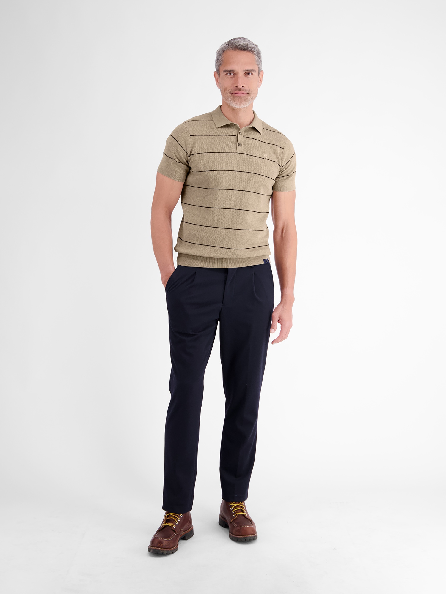 LERROS Poloshirt »Strick-Polo-Shirt mit Streifenmuster aus reiner Baumwolle«