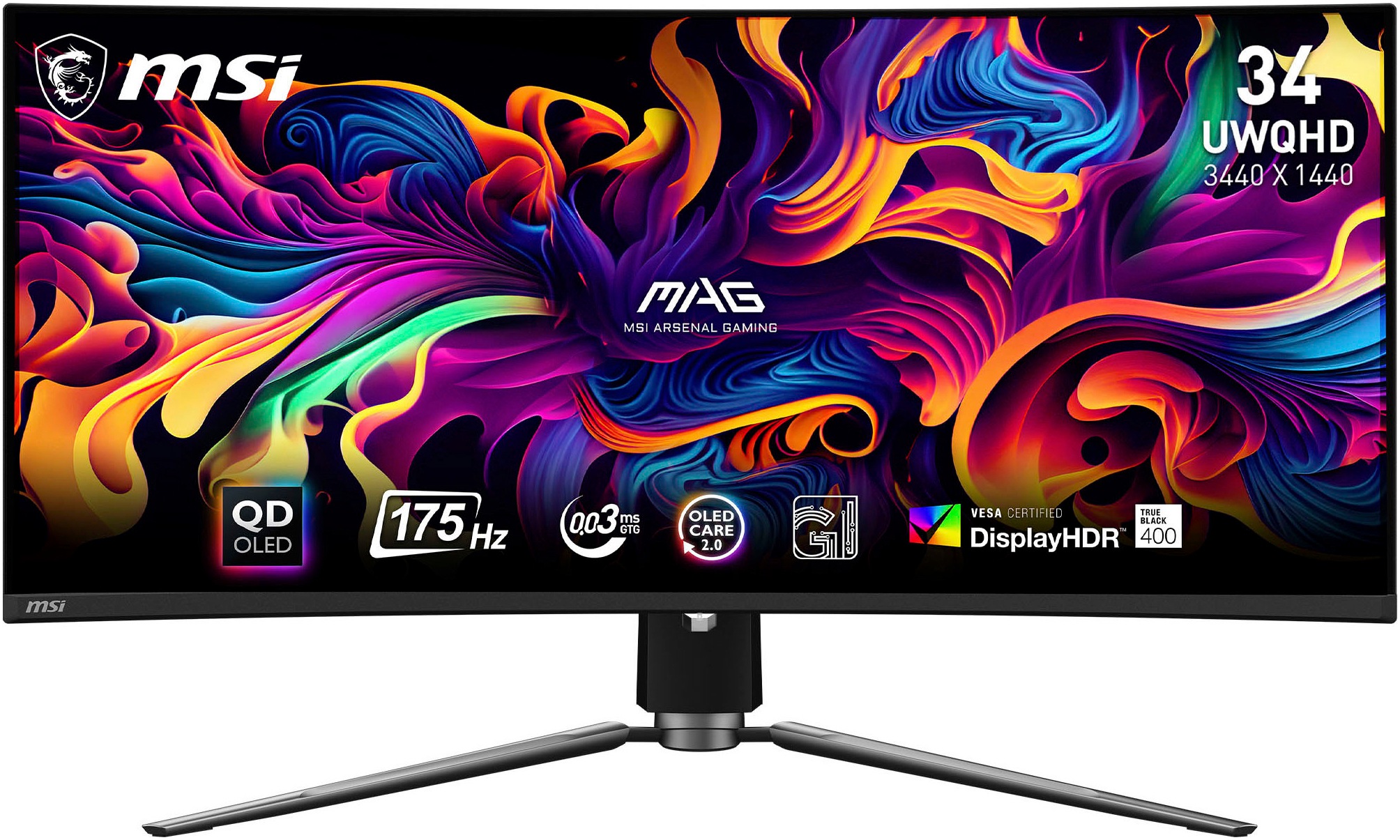 MSI Curved-Gaming-Monitor »MAG 341CQP QD-OLED«, 87 cm/34 Zoll, 3440 x 1440 px, UWQHD, 0,03 ms Reaktionszeit, 175 Hz
