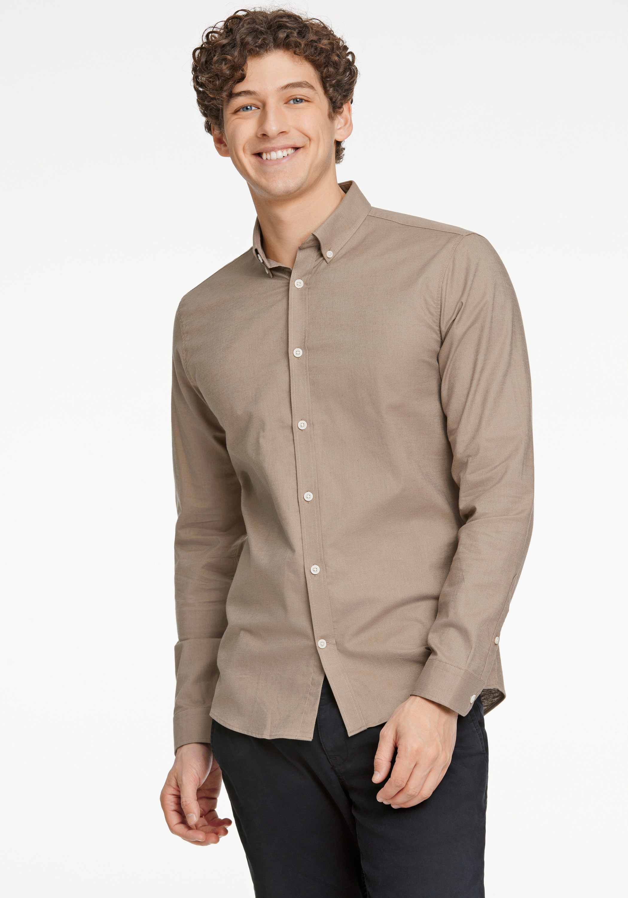 LINDBERGH Businesshemd "Oxford-Hemd (Langarm) Relaxed Fit"