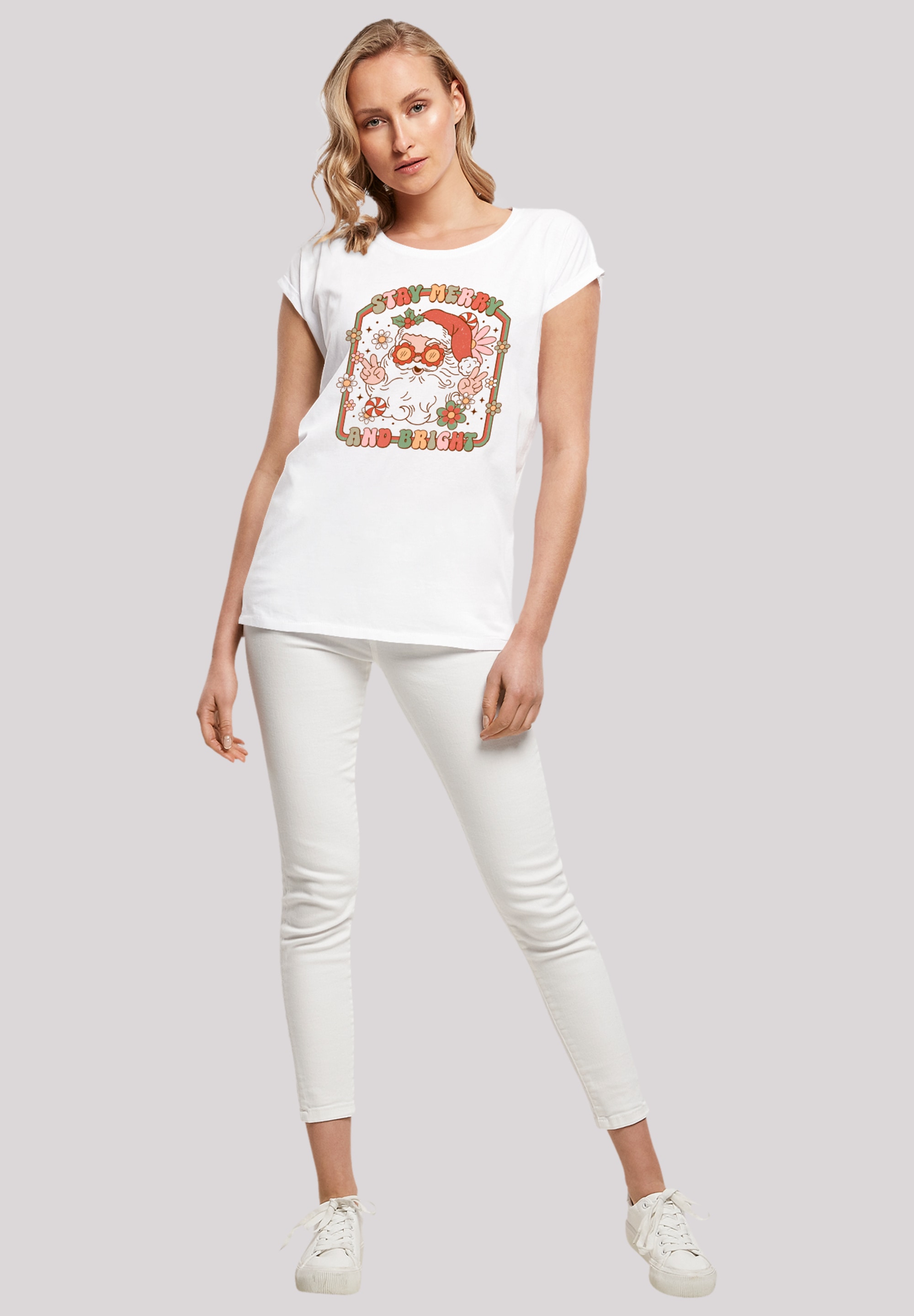 F4NT4STIC T-Shirt »Stay Merry And Bright Hippie Santa«, Premium Qualität, Weihnachts-Kollection