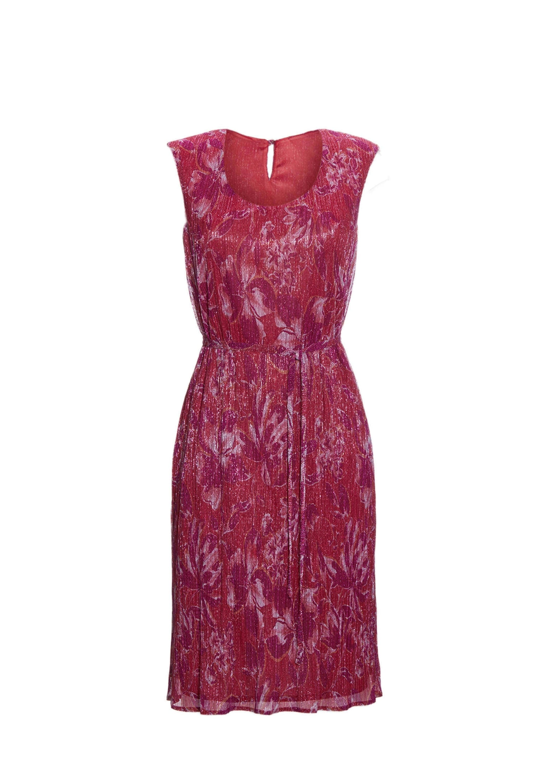 GOLDNER Abendkleid "Kurzgröße Figur umspielendes Kleid mit feinen Glanzgarnen" mit Glanzgarnen und Bindeband