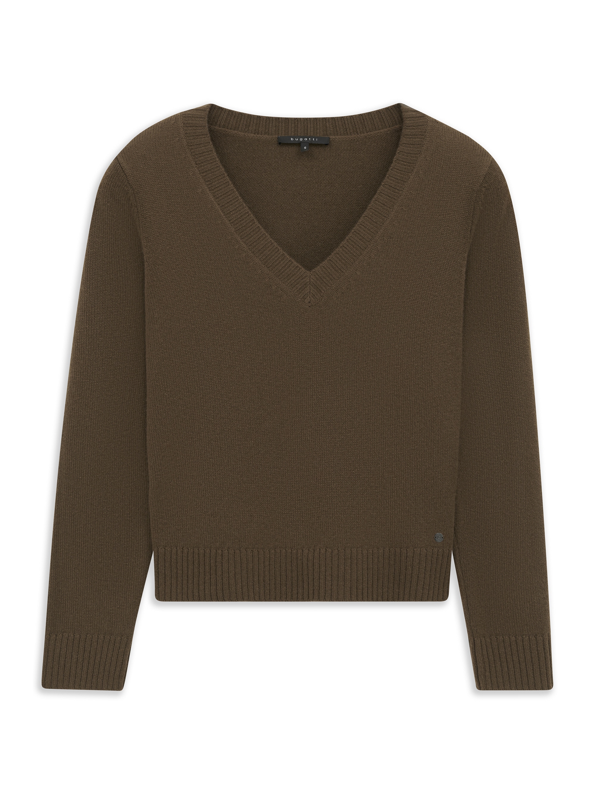 bugatti V-Ausschnitt-Pullover »Regular Fit« Regular Fit Kaschmir V-Ausschnitt Kurzarm