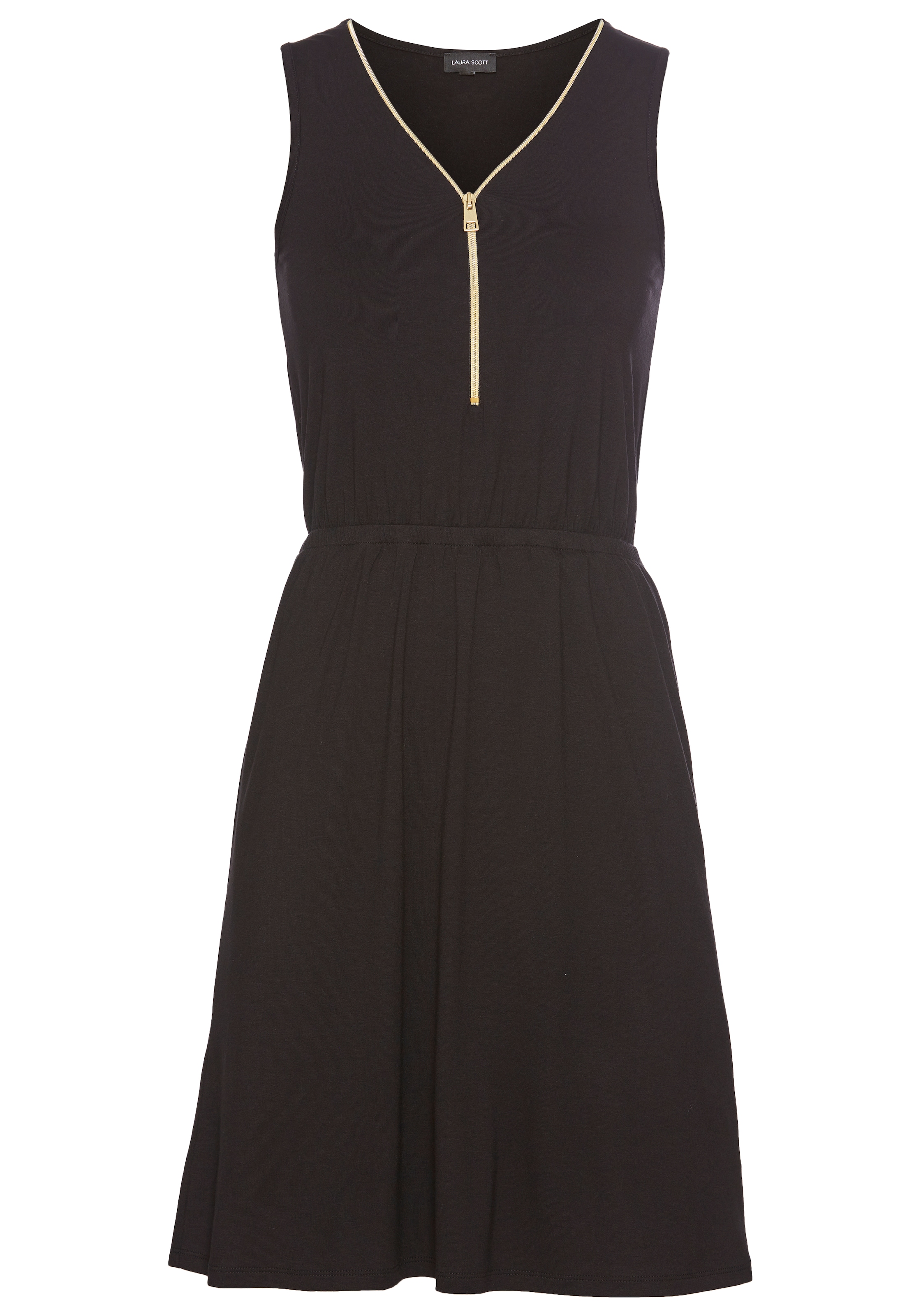 Laura Scott Sommerkleid, V-Ausschnitt mit glänzendem Reißverschluss - NEUE KOLLEKTION