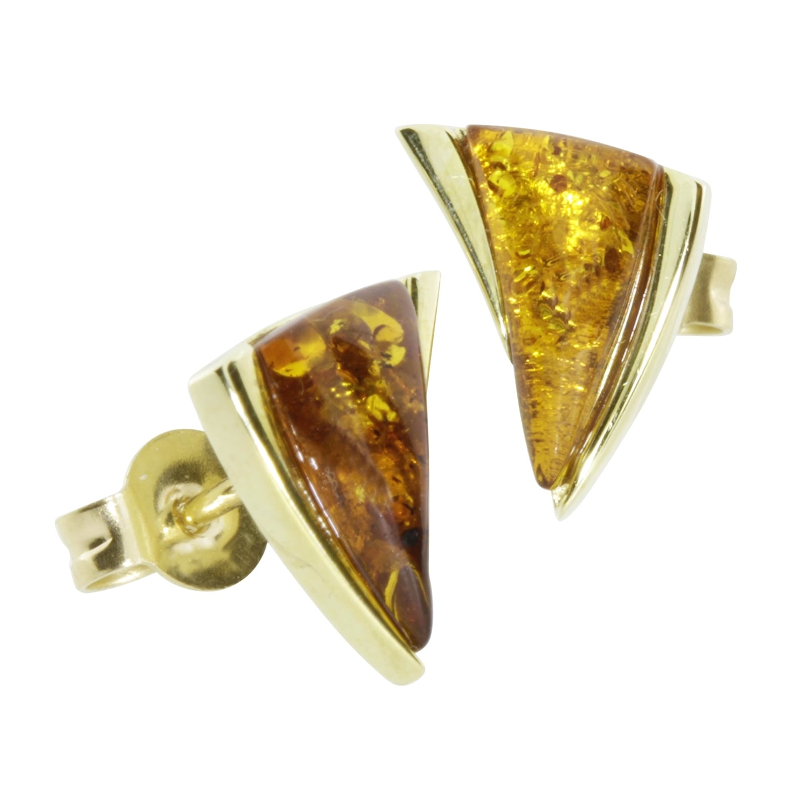 Paar Ohrstecker OSTSEE-SCHMUCK "- Imke - Silber 925/000, vergoldet - Bernstein" Gr. 11, gold (goldfarben, gelb), Ohrringe, Damen, Silber 925 (Sterlingsilber)