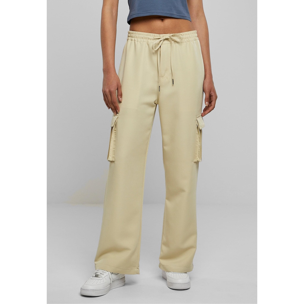 URBAN CLASSICS Stoffhose »Urban Classics Damen Ladies Vicose Straight Leg Cargo Pants«, (1 tlg.)