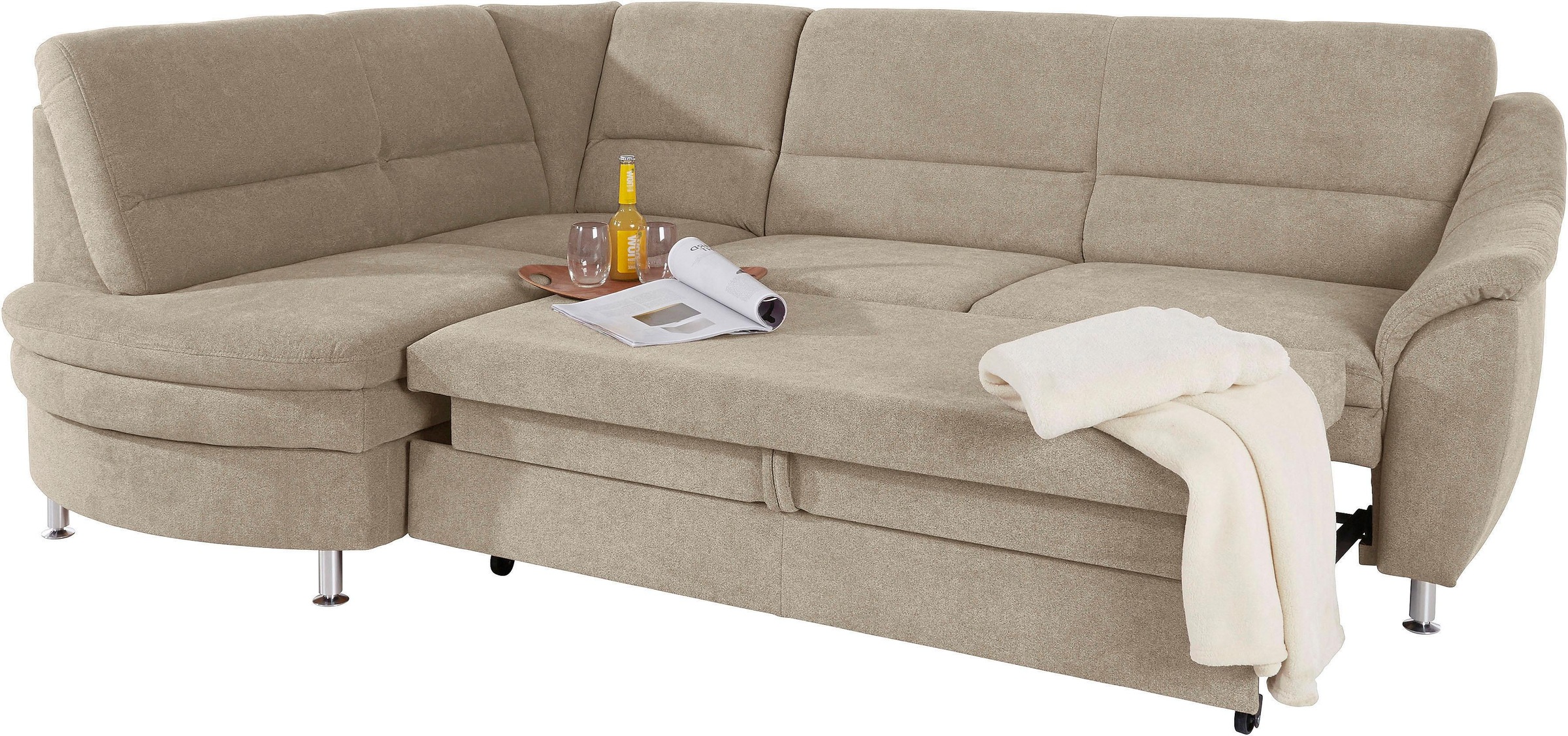 Ecksofa HOME AFFAIRE "Cardoso L-Form", beige, B:250cm H:90cm T:175cm, Struktur imprägniert (100% Polyester);Luxus-Microfaser ALTARA NUBUCK (100% Polyester);Struktur (52% Polyester, 35% Polyacryl, 13% Baumwolle);Luxus-Microfaser weich (90% Polyester, 10% P 8