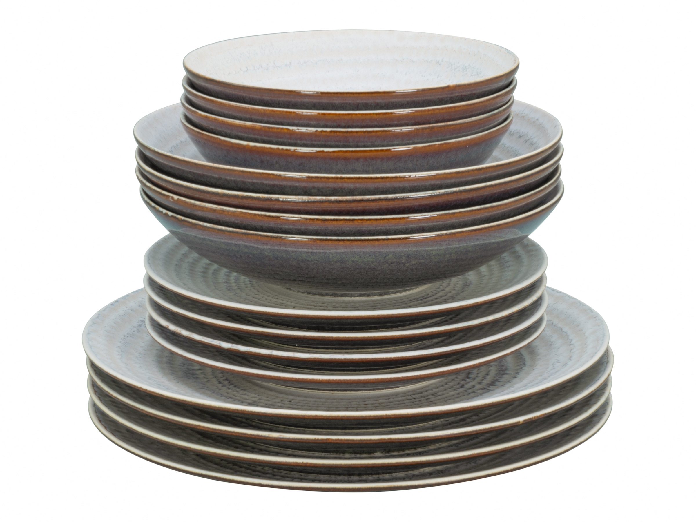 CreaTable Teller-Set »Neapel, Service 16-tlg.« Teller Set, Edles Tellerset, Vulkanoptik
