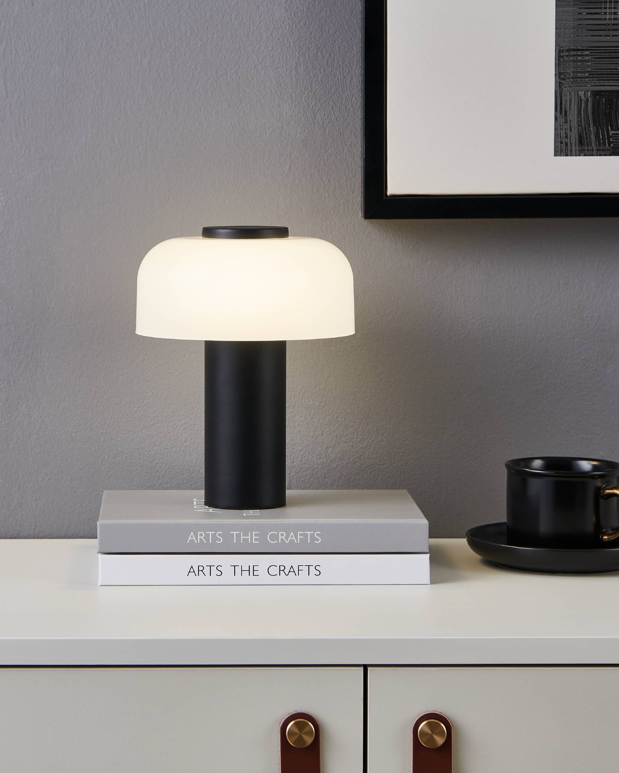 EGLO Tischleuchte »Ponente Tischlampe, Nachtischlampe aus Metall und Glas, Lampe, IP44« LED-Modul 1 Stk. Kaltweiß | Neutralweiß | Warmweiß Tischleuchte - H20 x Ø16 cm - schwarz - 2,25W inkl.