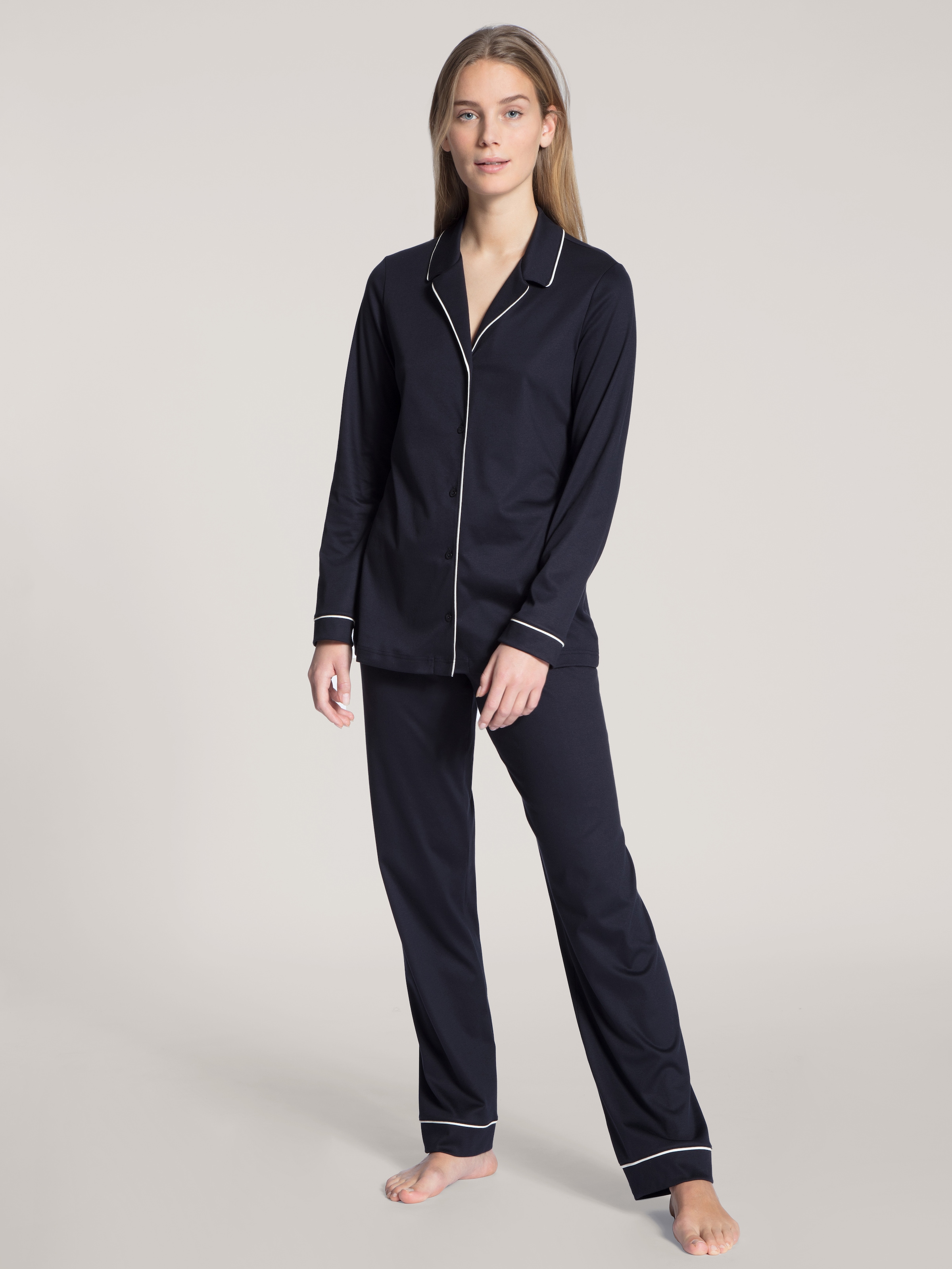 CALIDA "Night Lovers" 2 tlg. Knopfleiste, Pure Cotton, Interlock-Qualität, Langarm