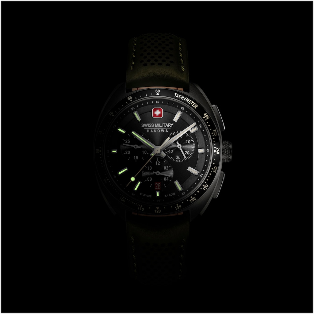 Swiss Military Hanowa Chronograph »DEFENDER«, Quarzuhr, Armbanduhr, Herren, Schweizer Uhr, Swiss Made, Stoppfunktion