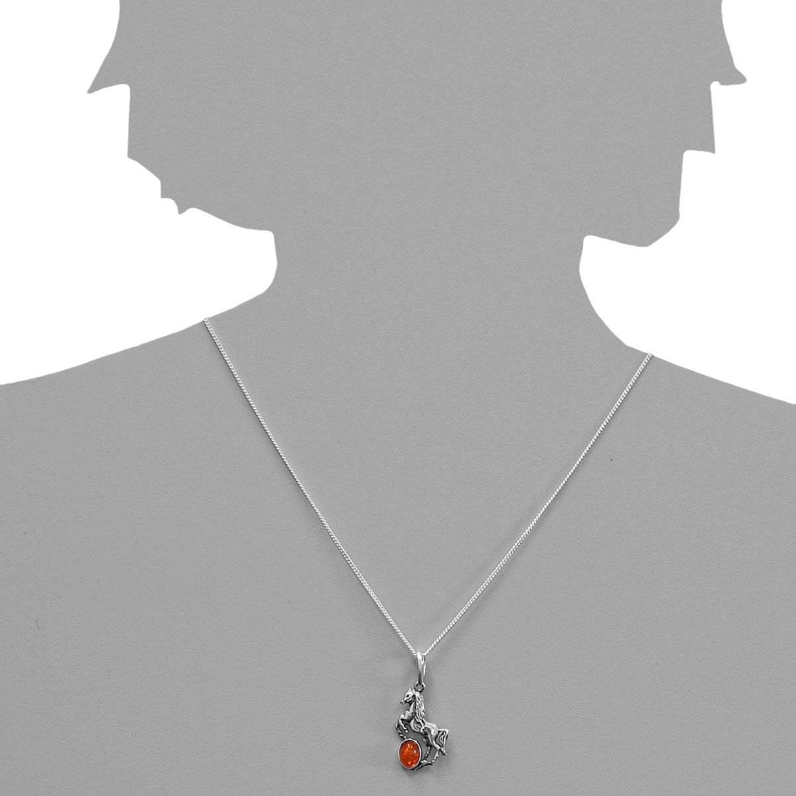 OSTSEE-SCHMUCK Kette mit Anhänger »- Pferd - Silber 925/000 - Bernstein«