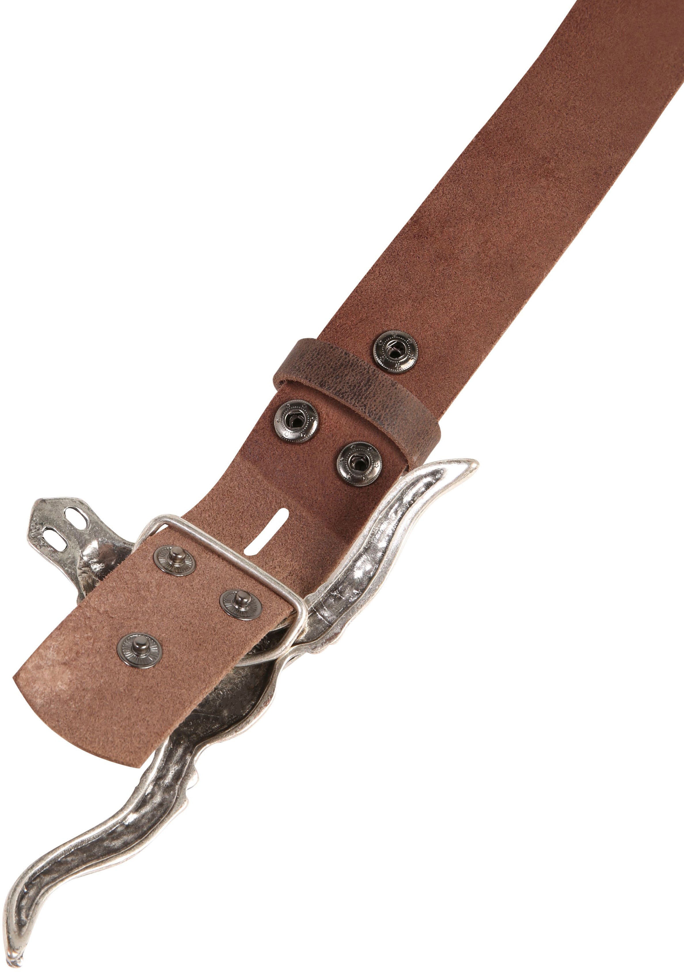 Thumbnail - Rettungsring Gürtel Ledergürtel, mit Büffelkopf-Koppelschließe