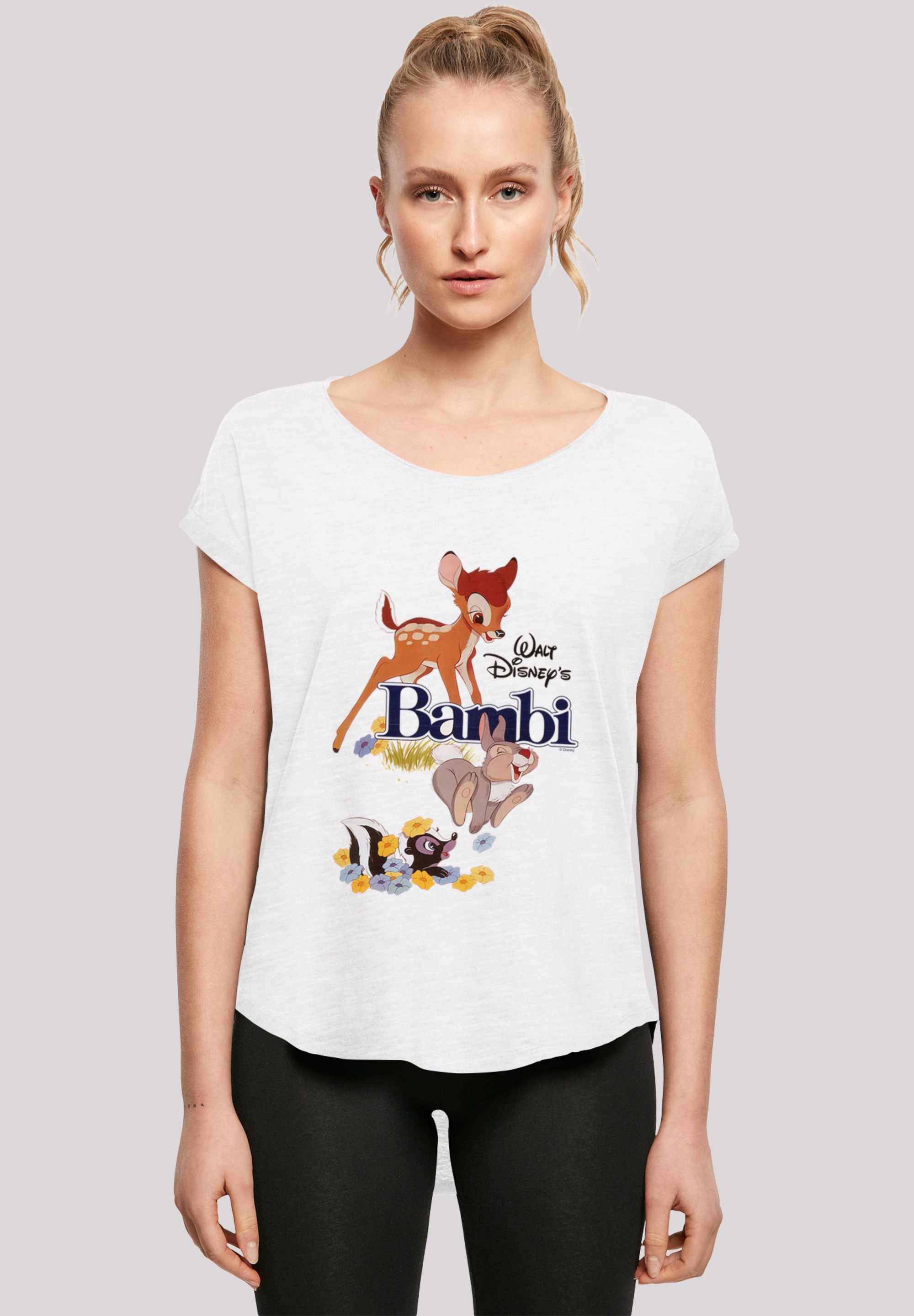 F4NT4STIC Kurzarmshirt »F4NT4STIC Damen Bambi Poster with Ladies Long Slub Tee«, (1 tlg.)