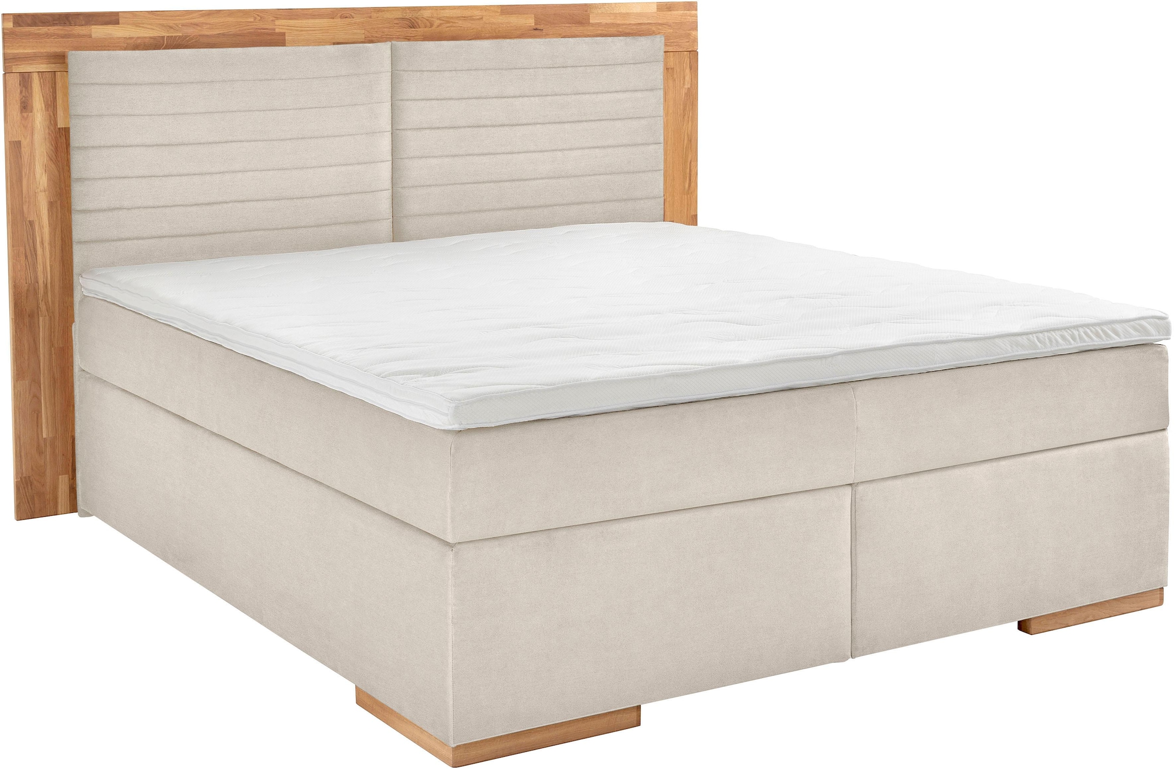Home affaire Boxspringbett "Cup" mit Massivholzrahmen, mit Topper, in 2 Härtegraden, in 3 Breiten
