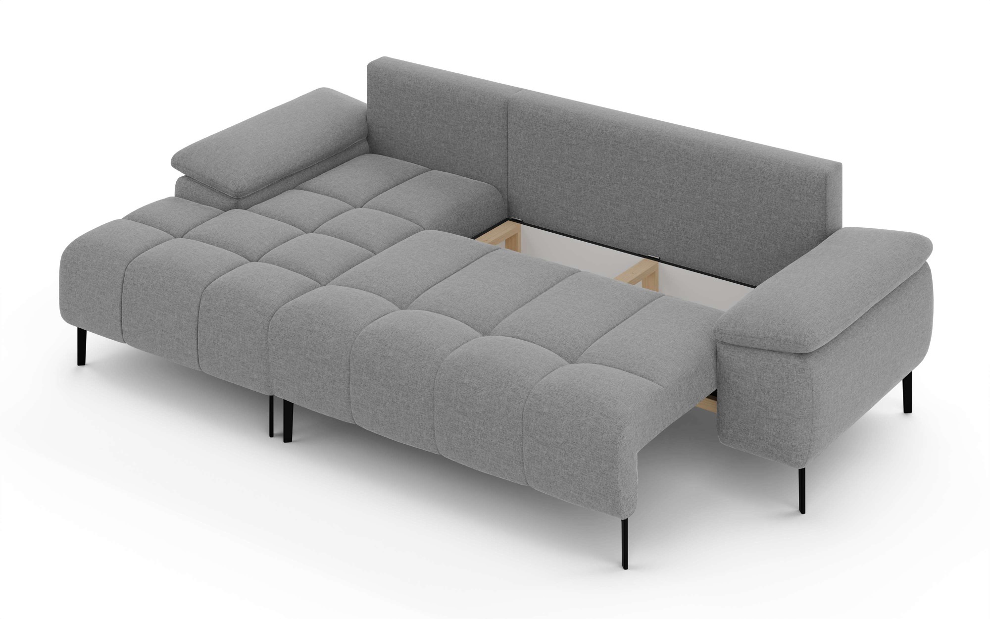 INOSIGN Ecksofa »DROMARA Schlafsofa mit Bettkasten, Maße: B/T/H 277/141/91 cm«, L-Form mit Recamiere rechts/links bestellbar, Wellenunterfederung