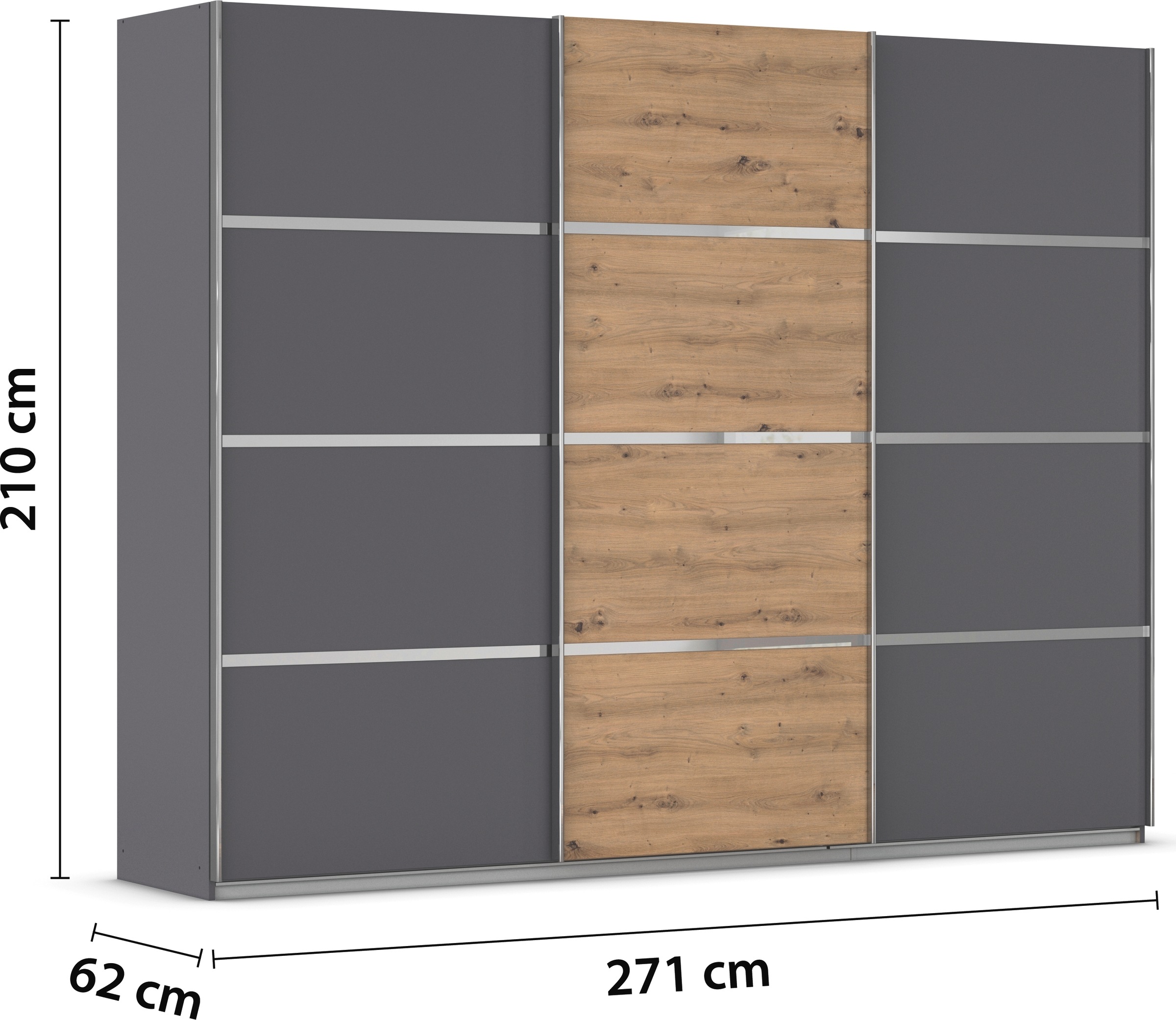 rauch Kleiderschrank »Schwebetürenschrank OTTO´s Choice Garderobe Schrank TOP ANGEBOT Avola«, (in 3 verschiedenen Ausstattungen BASIC/CLASSIC/PREMIUM), mit eleganten Zierleisten in Chrom, Schwarz oder Weiß MADE IN GERMANY