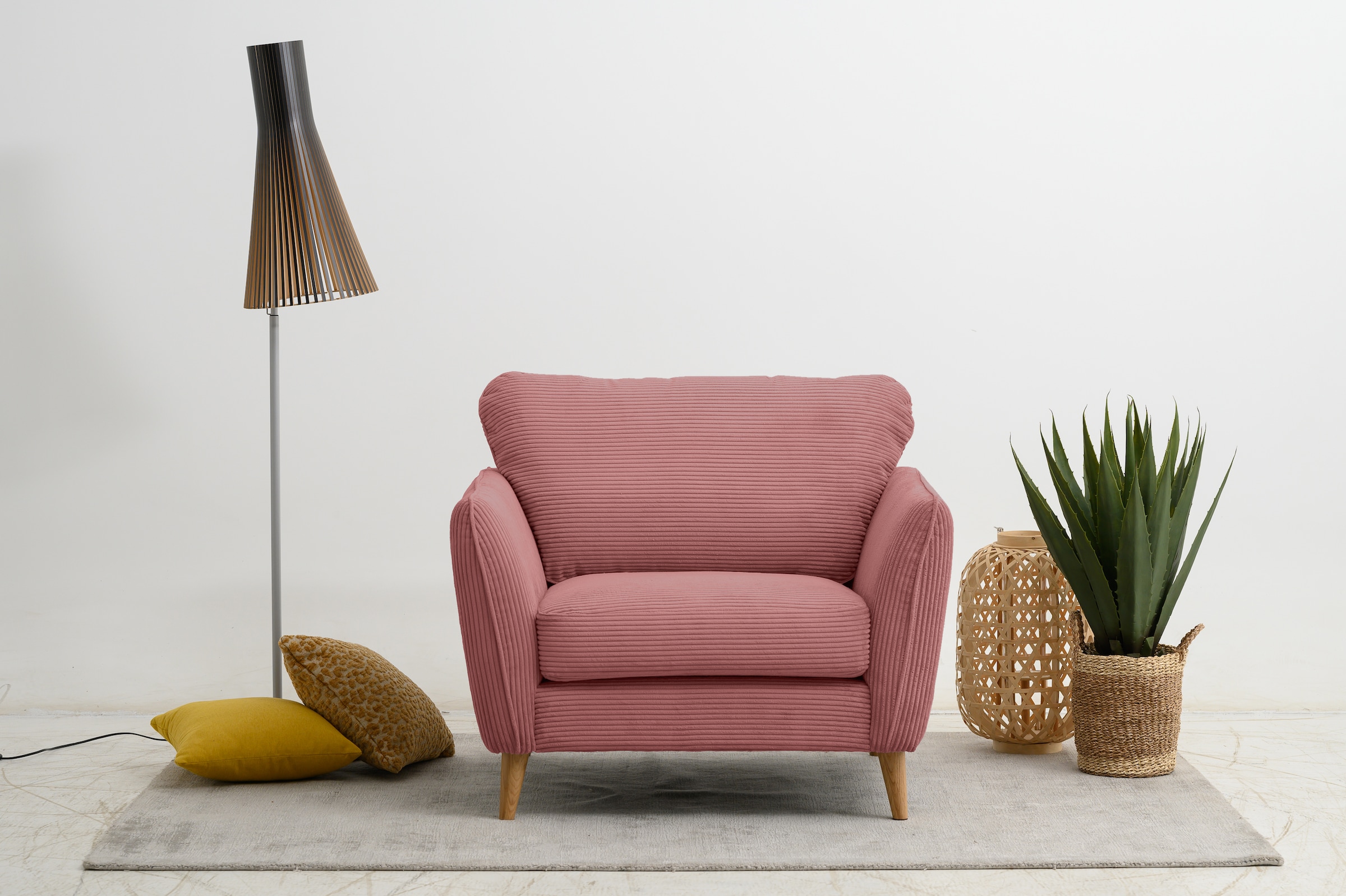 Home affaire Sessel "MARSEILLE", Massivholzbeine Eiche, Landhausstil, Welle günstig online kaufen