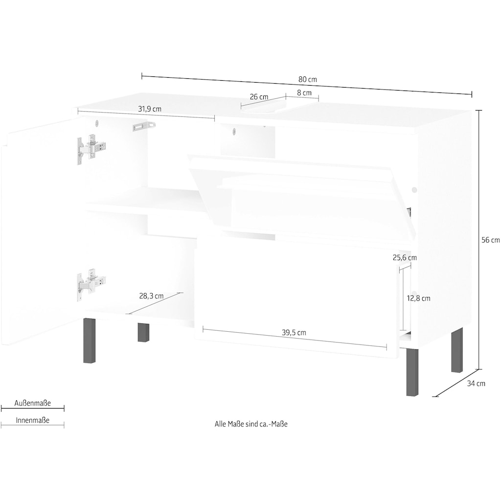 GERMANIA Waschbeckenunterschrank »Scantic«, Breite 80 cm, Badezimmerschrank, verstellbarer Einlegeboden