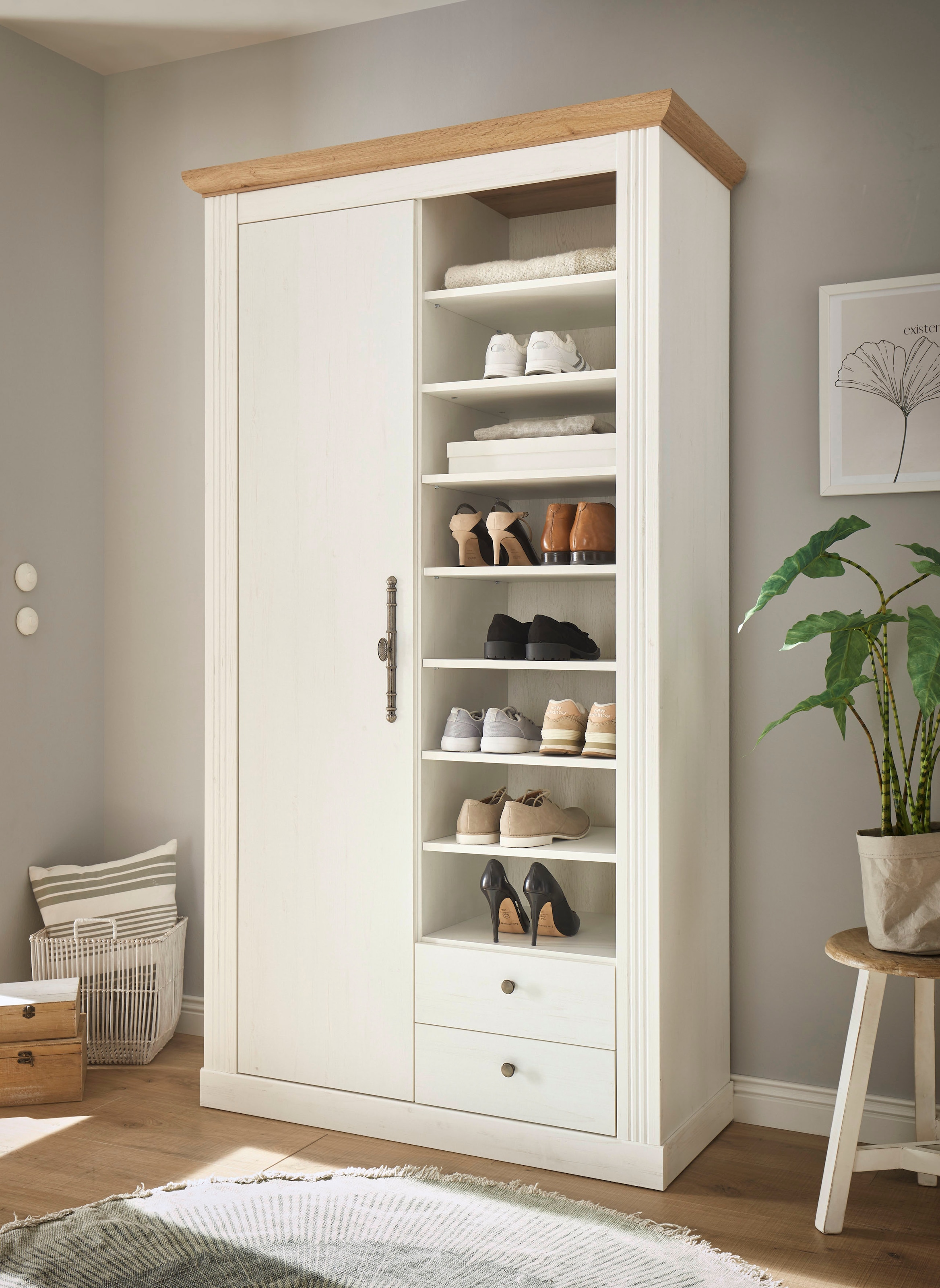 Home affaire Garderobenschrank »WESTMINSTER TOPSELLER!«, (Breite ca. 108 cm), im romantischen Landhausstil