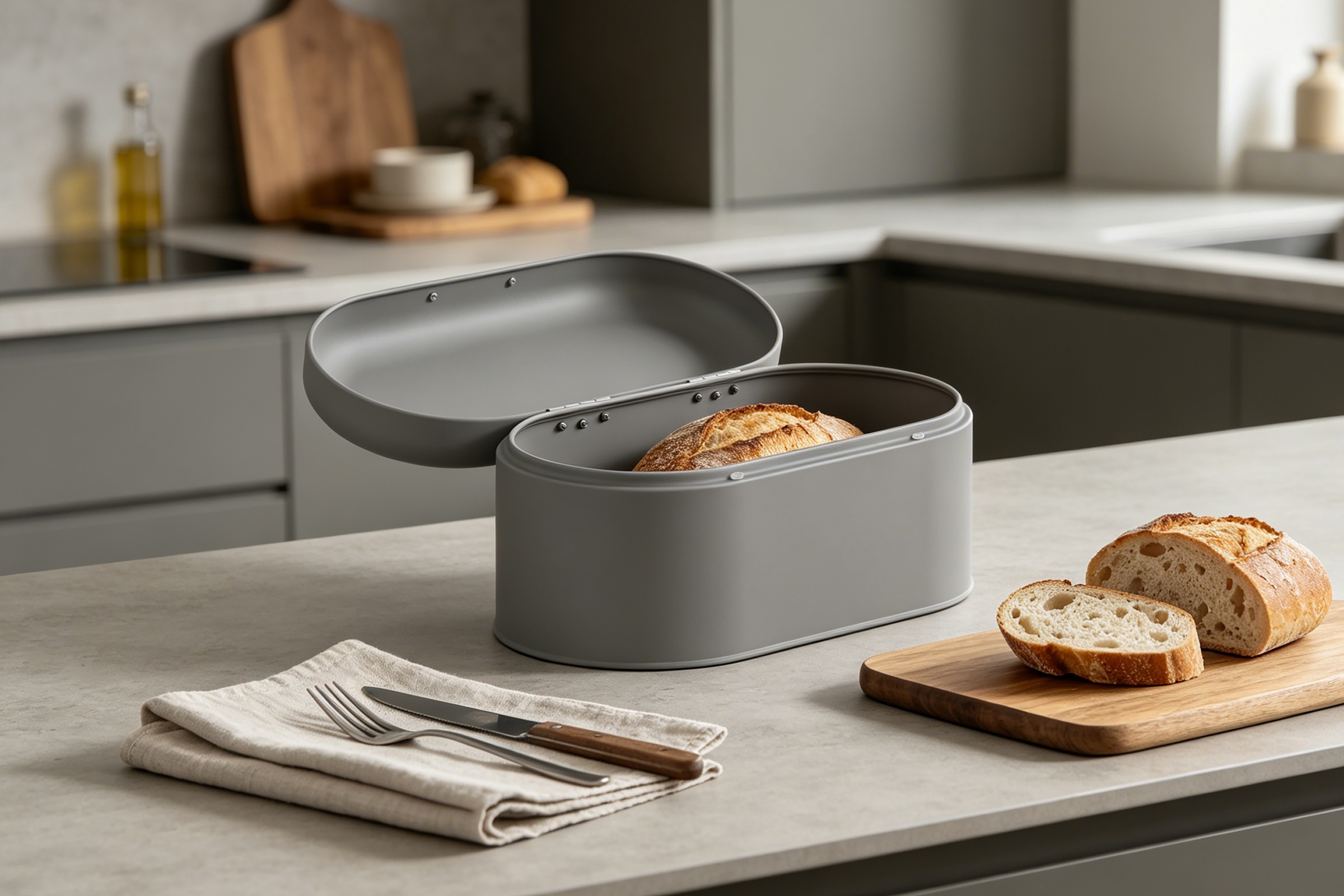 OTTO home Brotkasten »Mallua, mit integrierten Lüftungslöchern auf der Rückseite« Lebensmittelaufbewahrungsbehälter, Brotbox mit Deckel, Höhe 15,6 cm