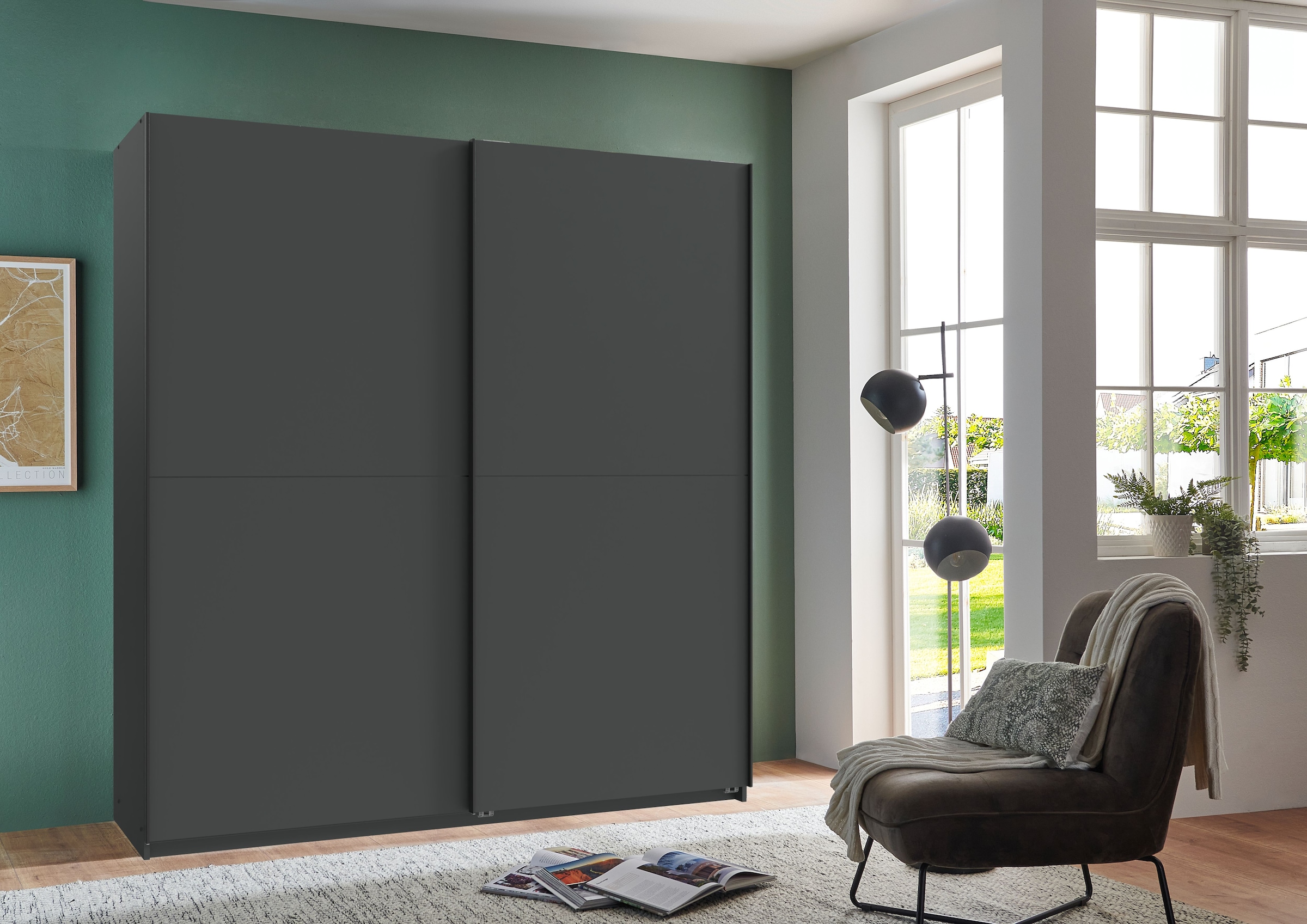 Wimex Kleiderschrank »Mugano, B/T/H 135 oder 180/65/198cm, Made in Germany«, (wähle Deine Ausstattung: Basic oder Premium!), 2 Schwebetüren mit oder ohne Spiegel, Metallgriffe