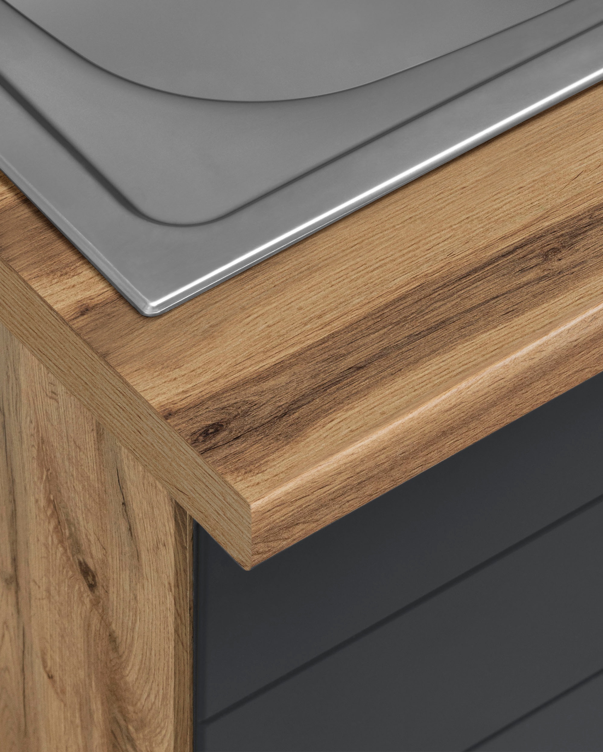 KOCHSTATION Küchenzeile »KS-Luhe« 360 cm breit, wahlweise mit oder ohne E-Geräten, gefräste MDF-Fronten