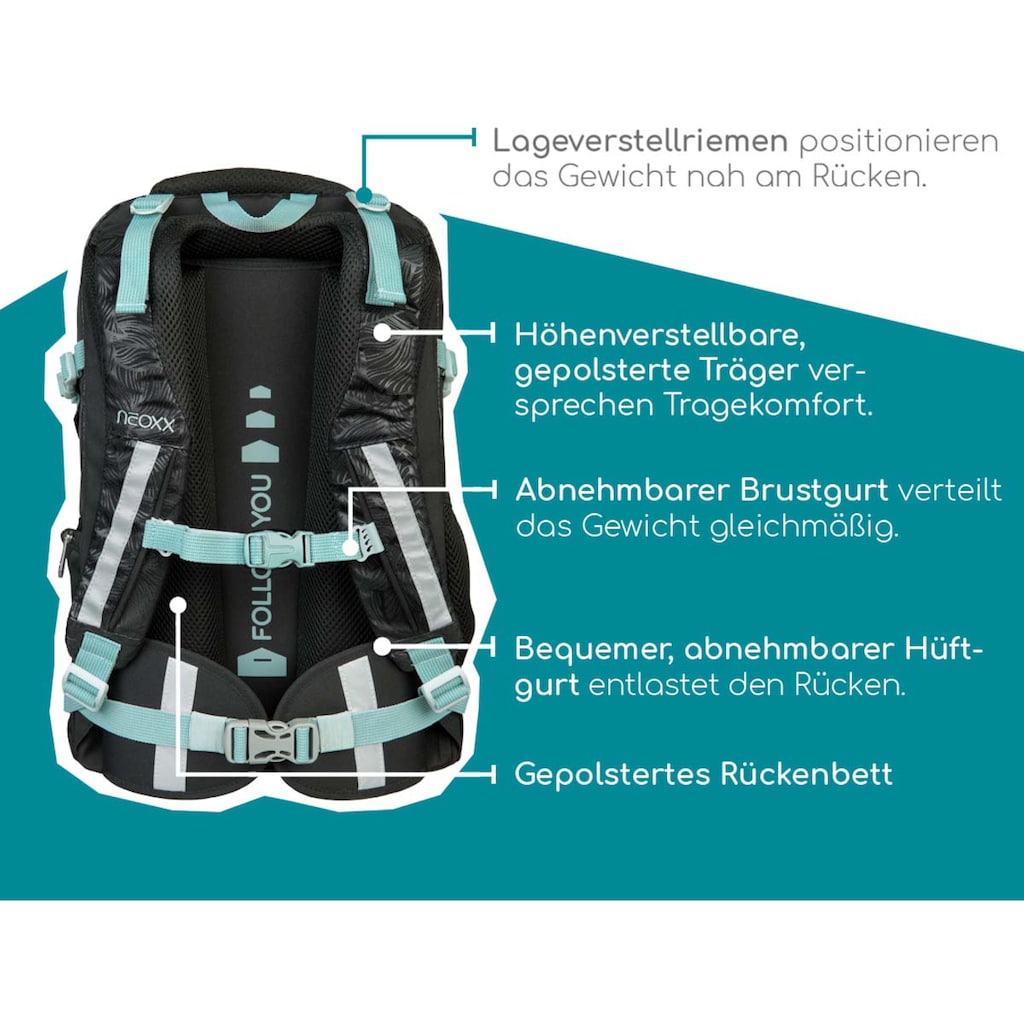 neoxx Schulrucksack »Active, Queen of the Nite«, reflektierende Details