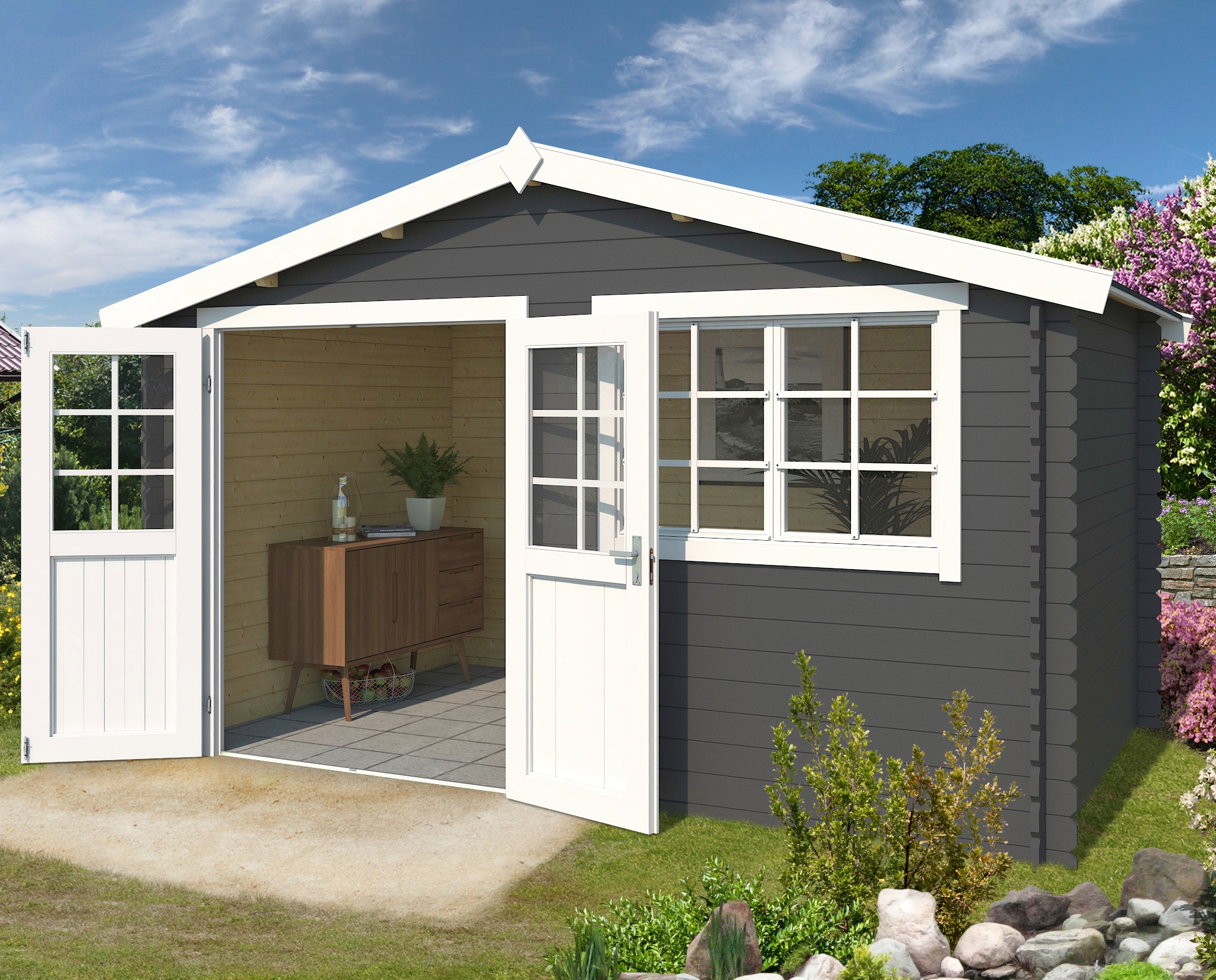LASITA MAJA Gartenhaus "Axel 230" Blockbohlenhaus 28mm