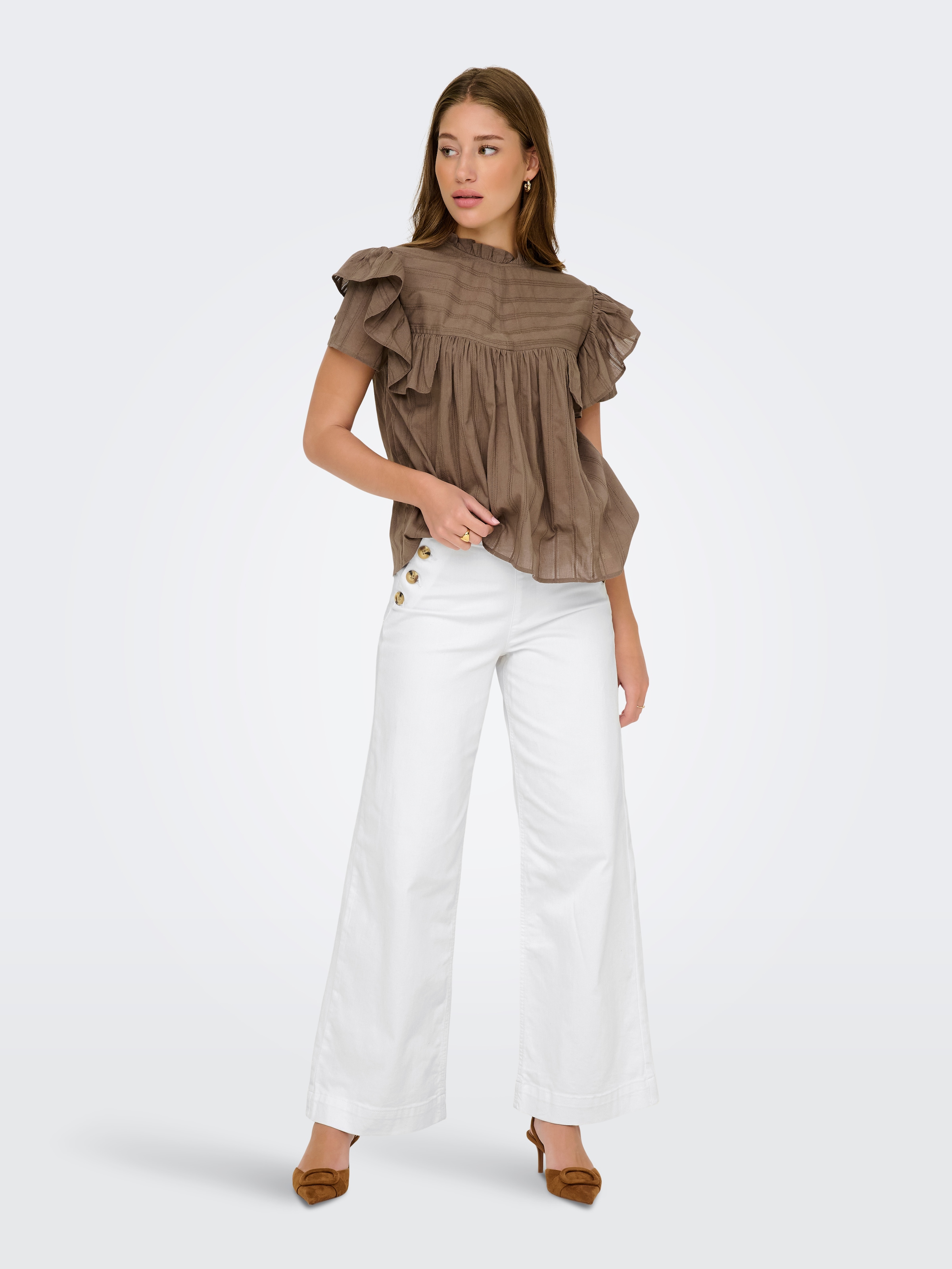 ONLY High-waist-Jeans »ONLMADISON HW BUTTON WIDE DNM 730 NOOS« mit Knopf Details