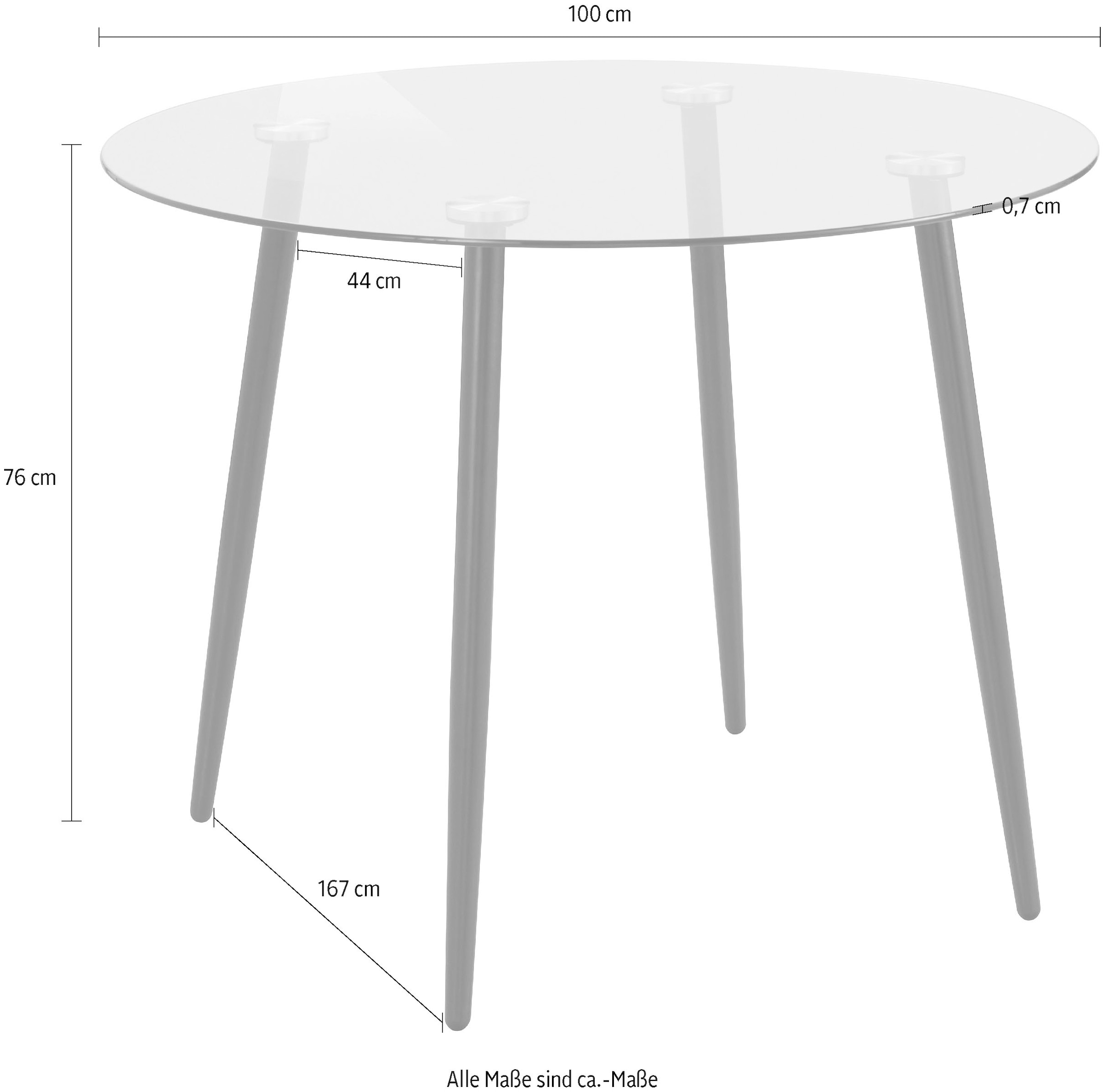 INOSIGN Glastisch »Danny, TOPSELLER!«, (Esstisch, Glastisch, OTTOs Choice), runder Esstisch mit einem Ø von 100 cm