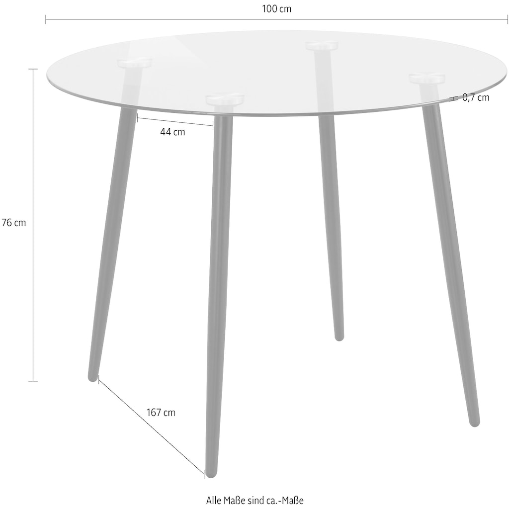 INOSIGN Glastisch »Danny«, runder Esstisch mit einem Ø von 100 cm