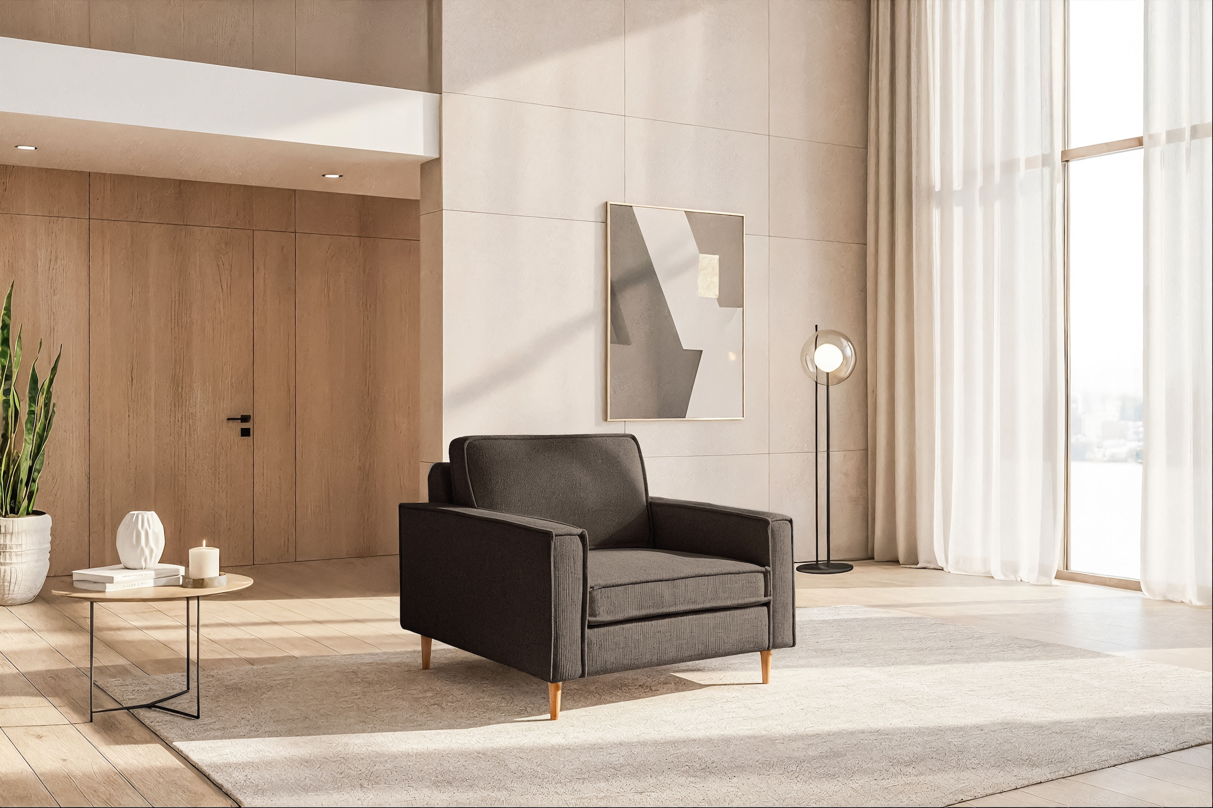 Home affaire Loveseat "Pinto Skandi 105 cm, Chenille, Struktur" mit Keder, günstig online kaufen