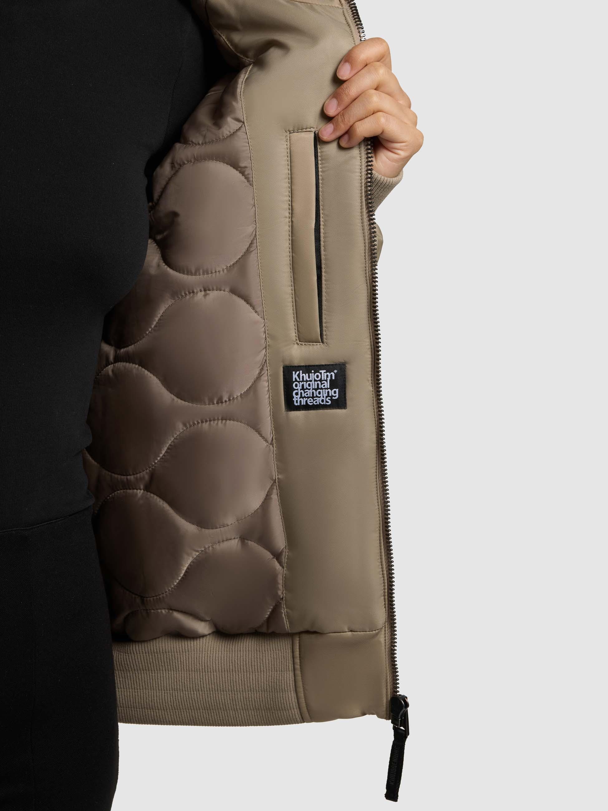 khujo Bomberjacke »Cela« mit Kapuze Oversize Winterjacke mit abnehmbarem Kunstpelz-Besatz