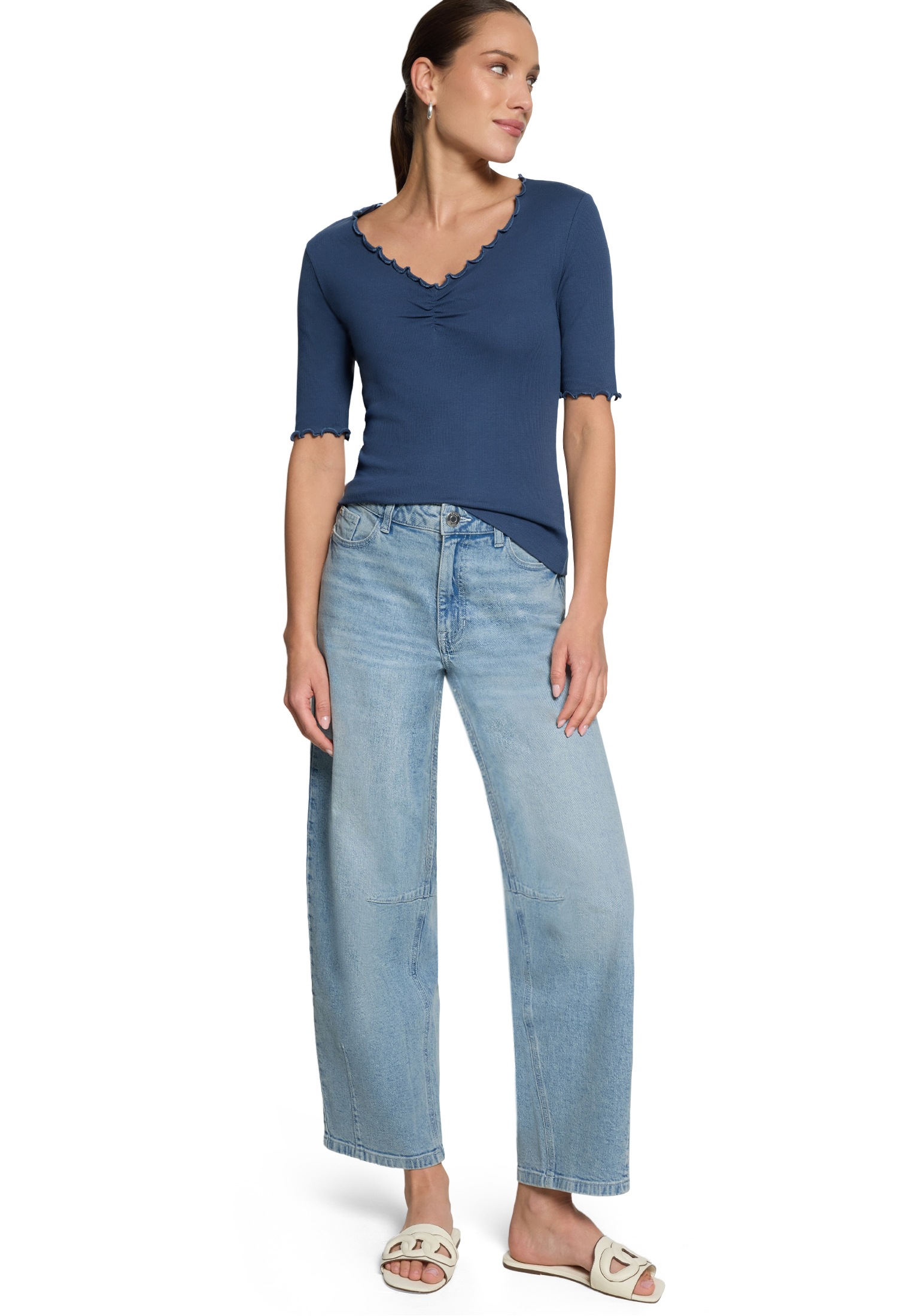 Zero Kurzarmshirt »Damen mit Raffung« 1 Raffung