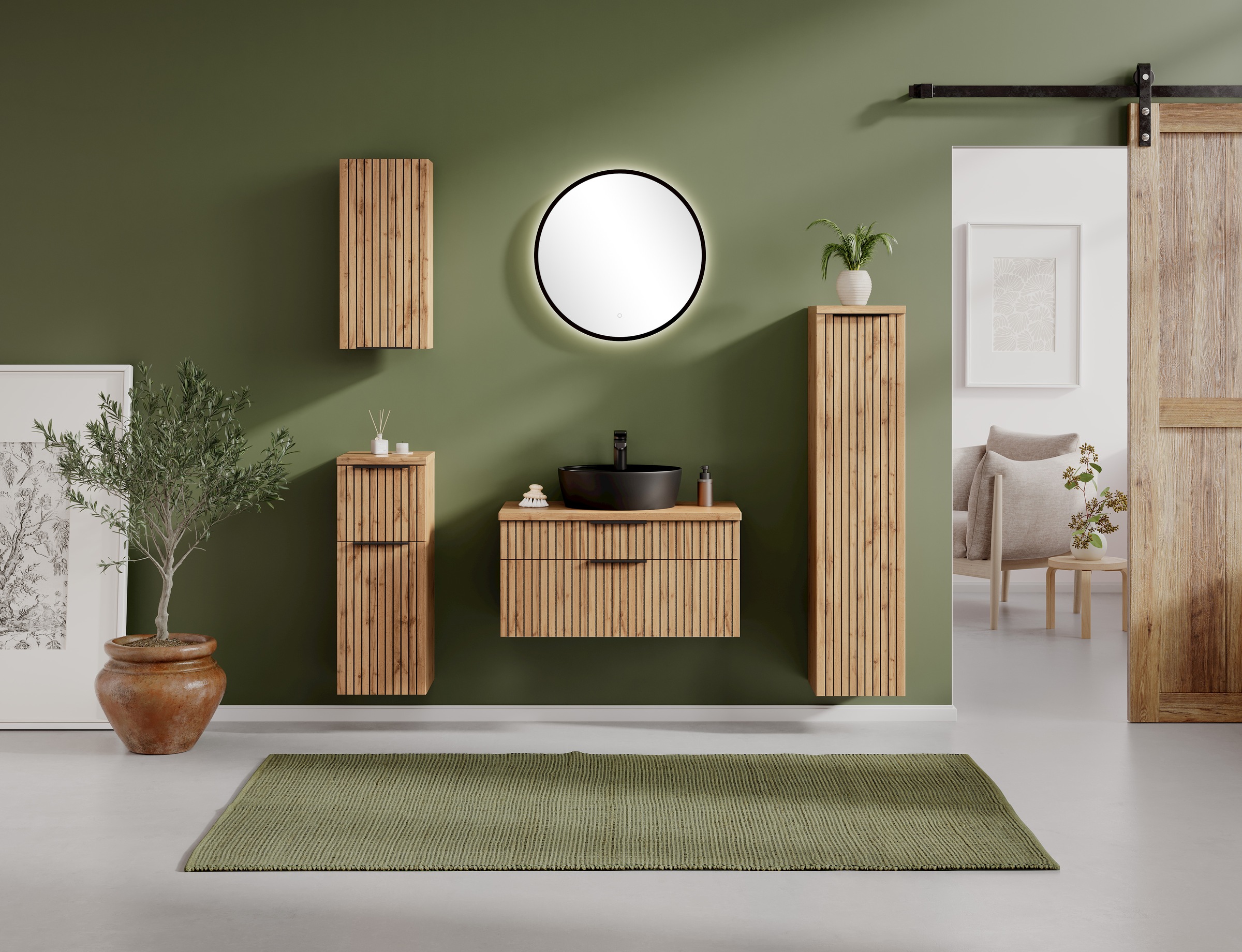 welltime Badmöbel-Set »Welltime, Carlton Waschtisch-Set, 80 oder 120 cm, gestreift«, (2 St.)