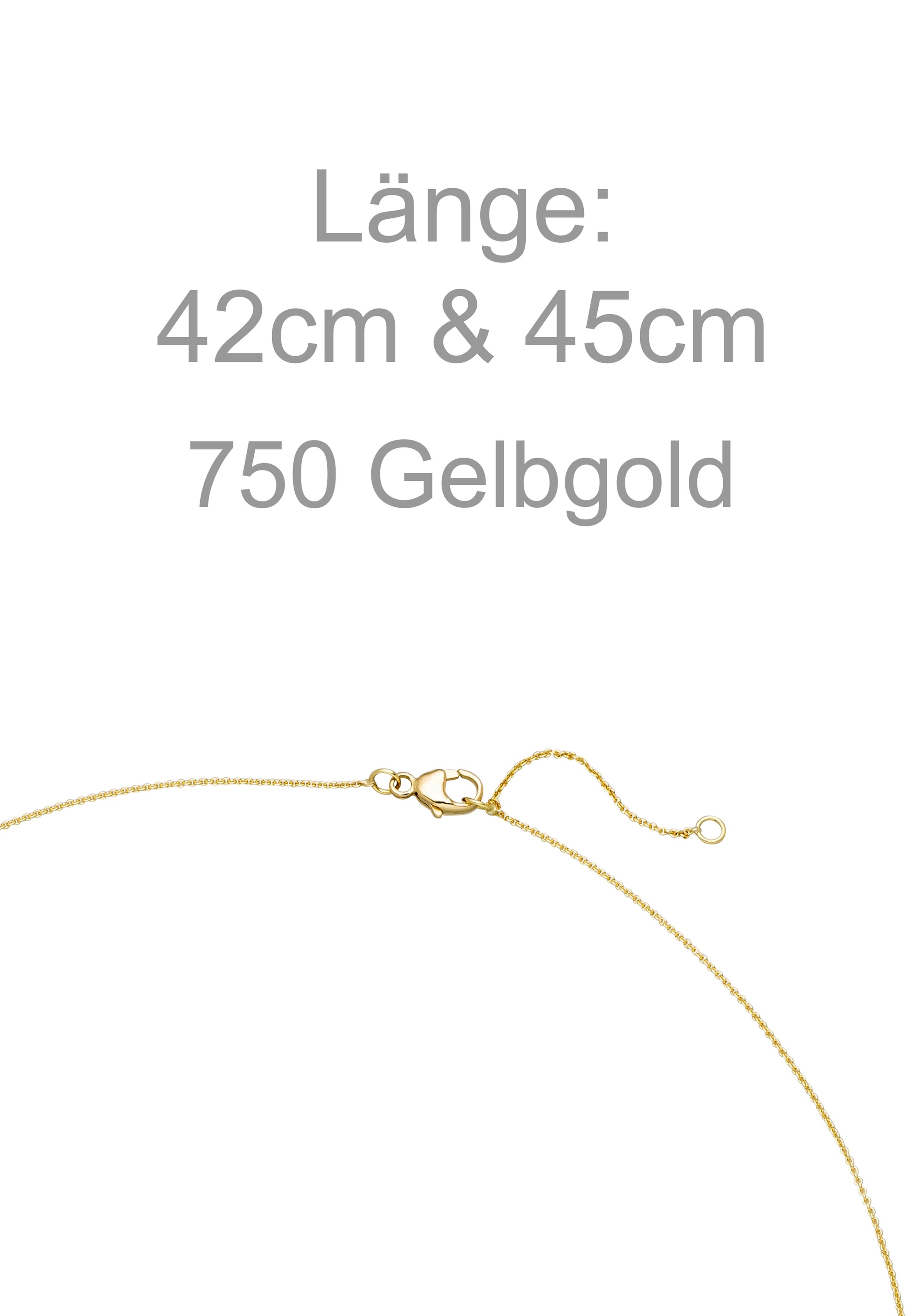 JOBO Collier »Kette mit kleinen Diamantanhängern« 750 Gold mit 3 Diamanten 45 cm