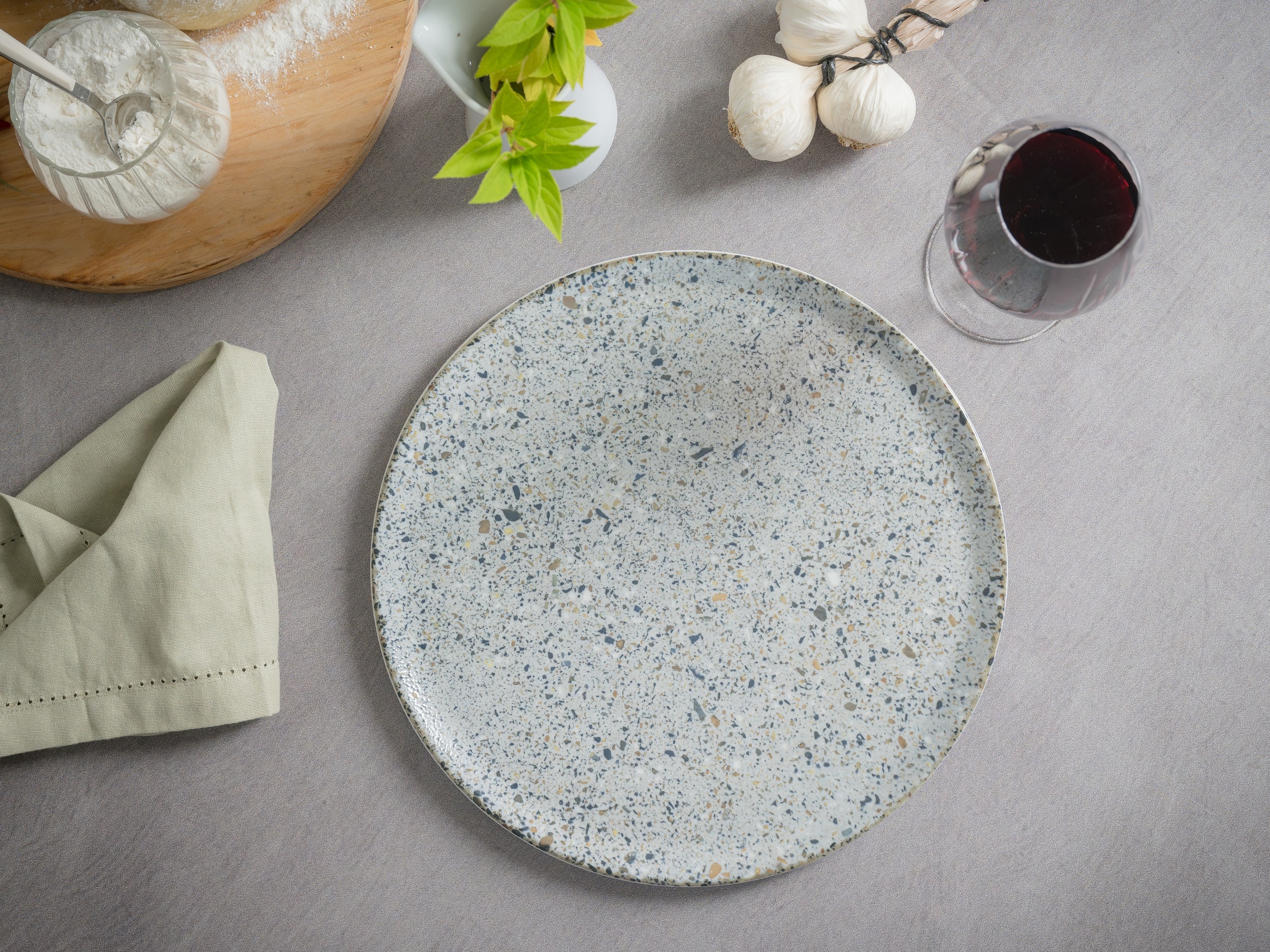 CreaTable Pizzateller »Stone Collection Genua, Teller-Set, 4-tlg.« Italienische Eleganz, Vielseitig einsetzbar