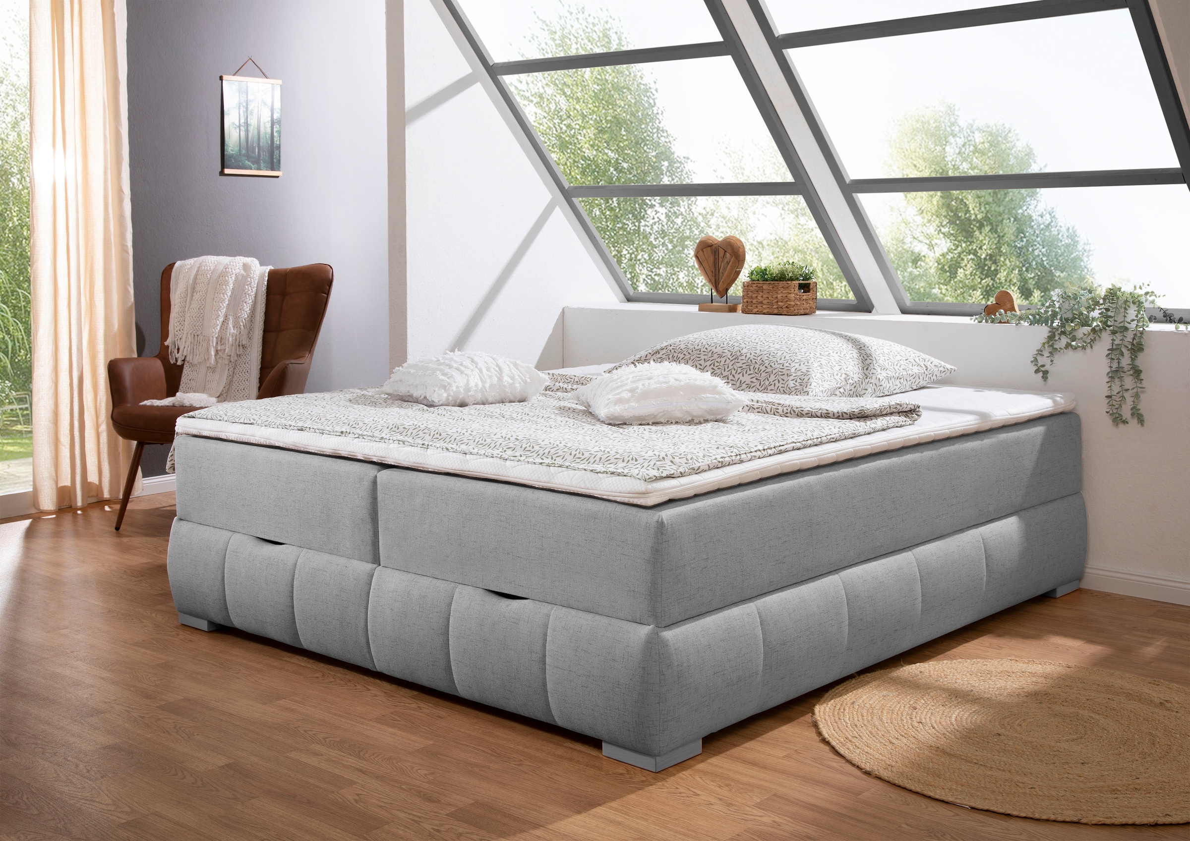 OTTO home Boxbett "Wehma ohne Kopfteil inkl. Bettkasten, auch in Überlänge erhältlich" in H2, H3 & H4 wählbar, inklusive Topper