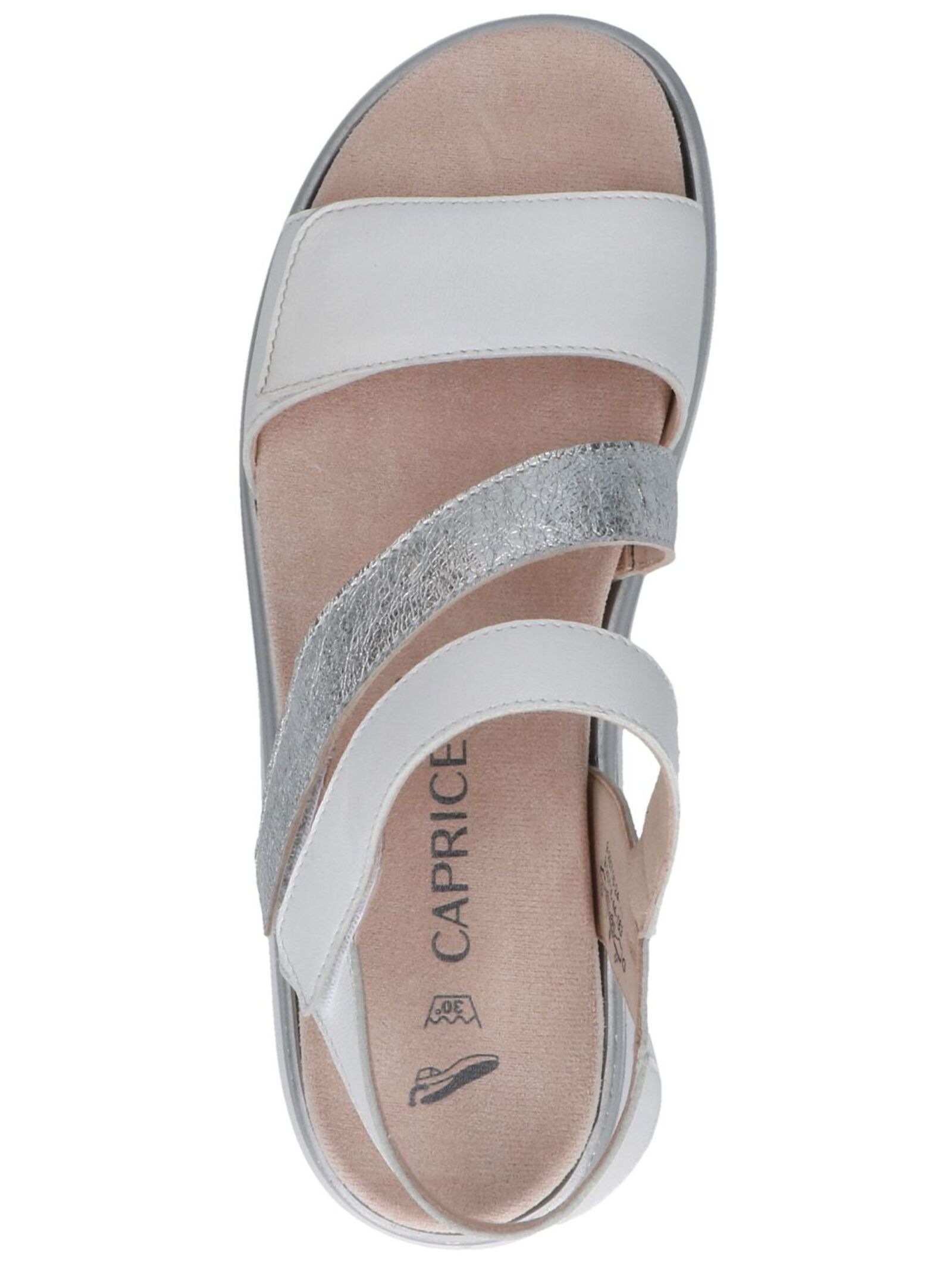 Riemchensandale CAPRICE "Caprice Sandalen Leder", Damen, Gr. 40, weiß (weiß, silber), Leder, Schuhe Riemchensandale 2
