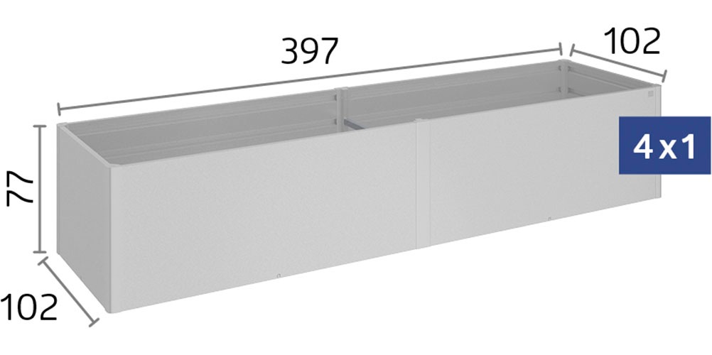 Biohort Hochbeet »4x1, verschiedene Farben«, 397x102x77 cm, extrem langlebig, aus Metall