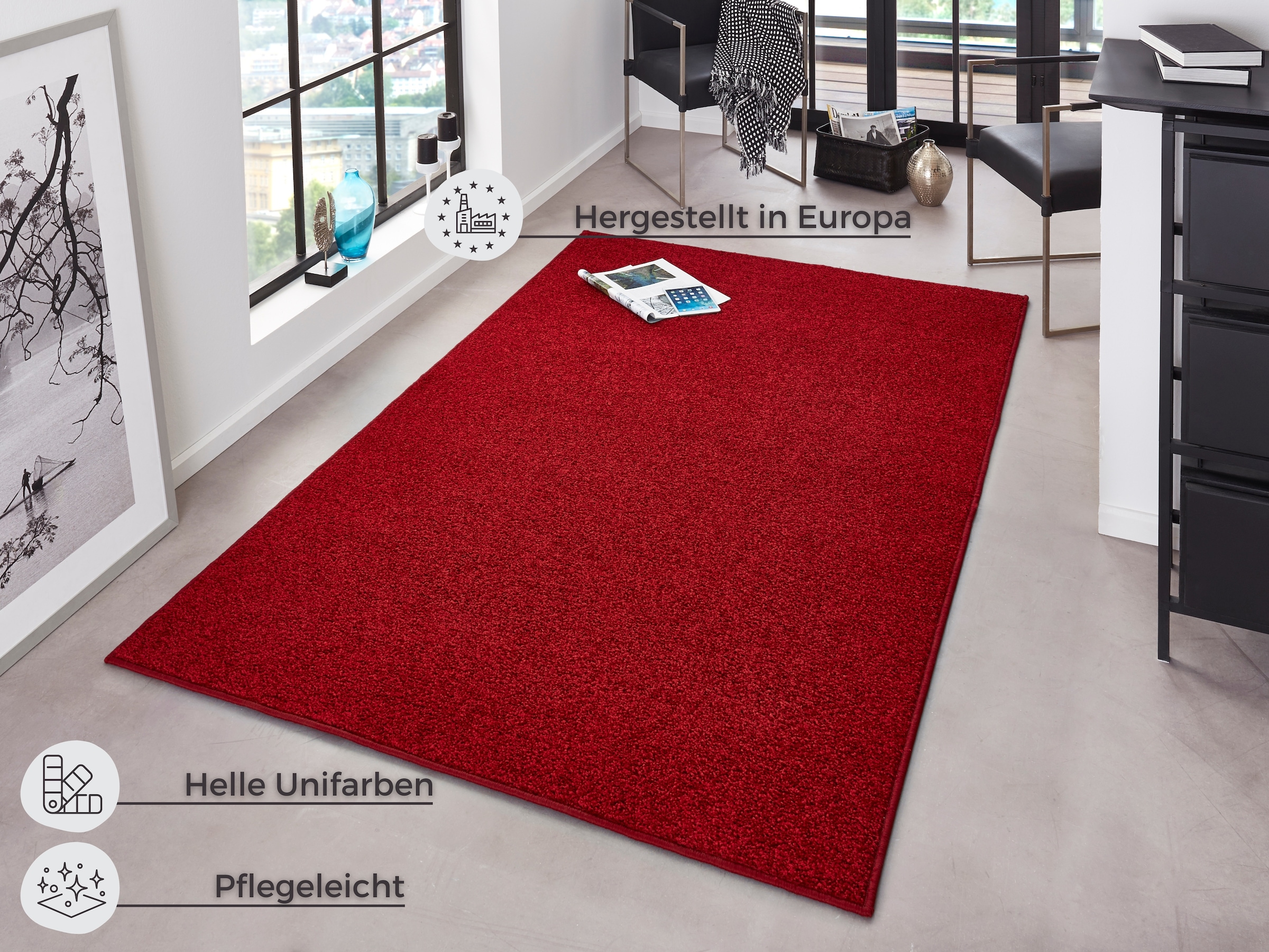 HANSE Home Teppich »Pure 100 Kurzflor«, rechteckig, Kurzflor, Unifarben, Teppich, Modern, Wohnzimmer, Kinderzimmer, Flur