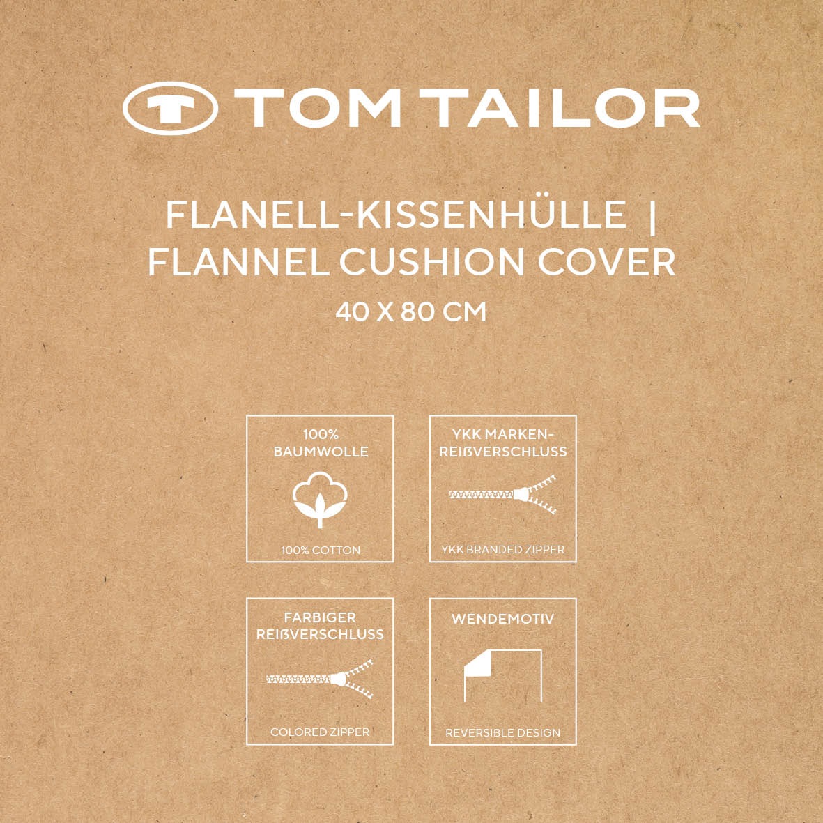 TOM TAILOR HOME Kissenbezüge »new bedroom, Classic Check, 40x40cm oder 40x80cm«, (1 St.), Wendedesign mit Markenreißverschluss