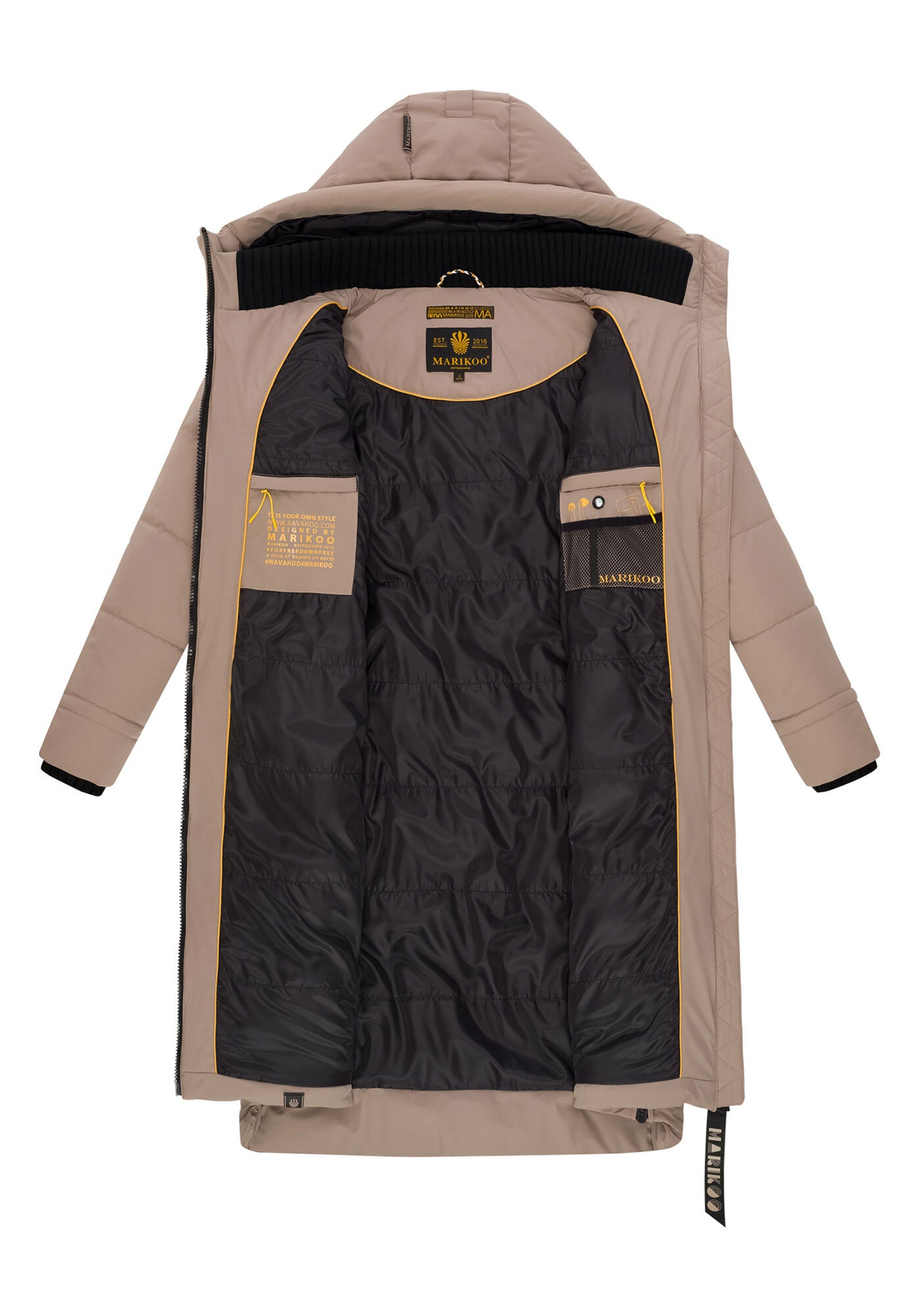 Marikoo Winterjacke »Benikoo«, langer Winter Mantel gesteppt