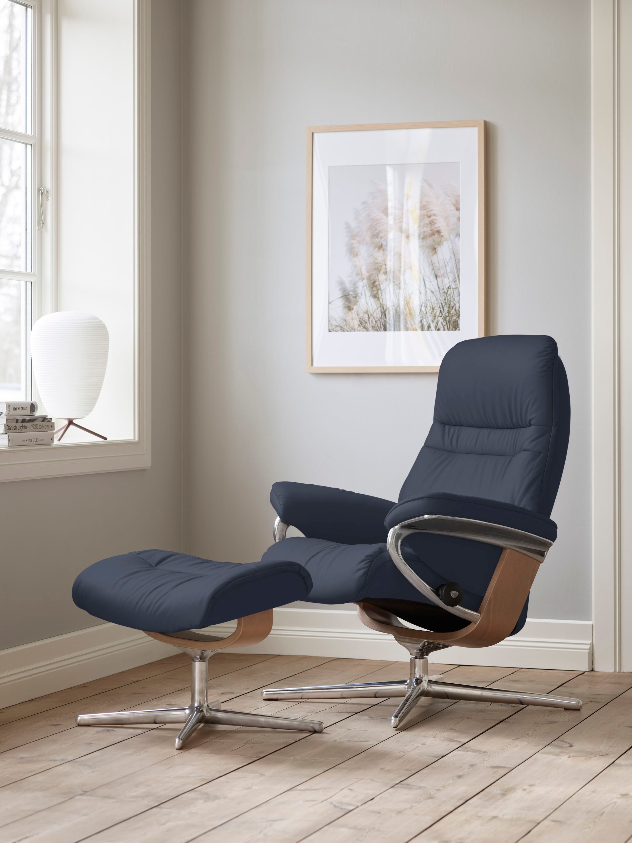 Stressless Fußhocker "Sunrise", mit Cross Base, Größe S, M & L, Holzakzent Eiche