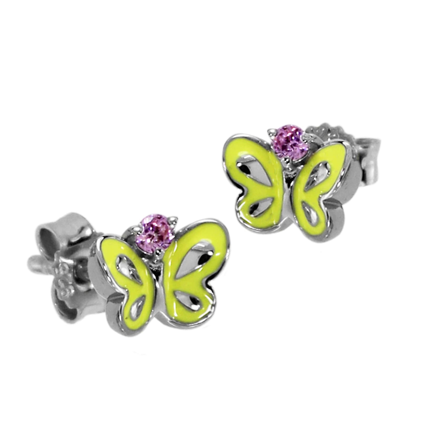 Paar Ohrstecker OSTSEE-SCHMUCK "- Schmetterling - Silber 925/000 - Zirkonia" Gr. 7, silber (silber 925, silberfarben, weiß), Ohrringe, Damen, Silber 925 (Sterlingsilber)